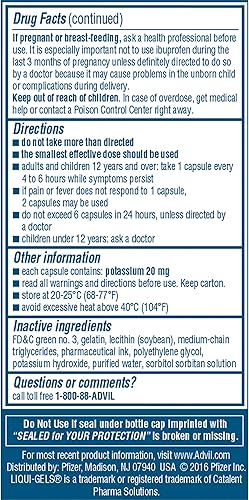 Miniatura 14 de Advil Liqui-Gels - Analgésico y reductor de fiebre, medicamento para el dolor para adultos con ibuprofeno 200 mg para dolor de cabeza, dolor de