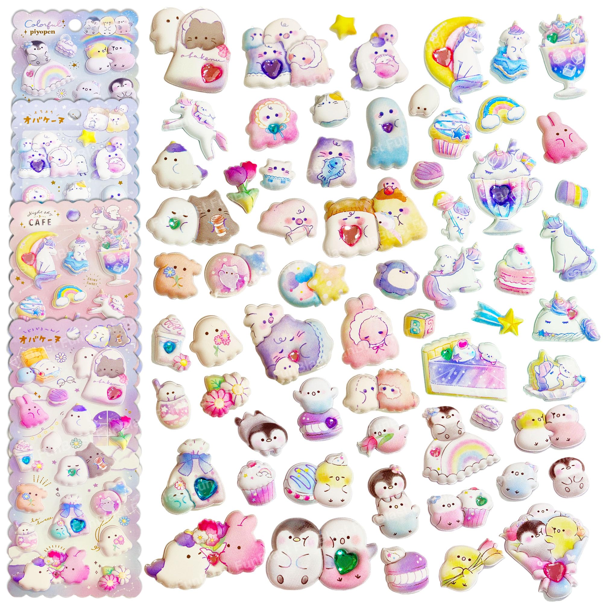 FunBlast Kawaii Stickers Set – 4 Sheets, 60+ Pcs Puffy Stickers for Kids, 3D Stickers for Girls, Aesthetic Sticker, Cute Stickers, Foam Stickers for Kids, Craft Stickers, Self Adhesive Stickers (B0CWRYGTD9) Amazon Price History, Amazon Price Tracker