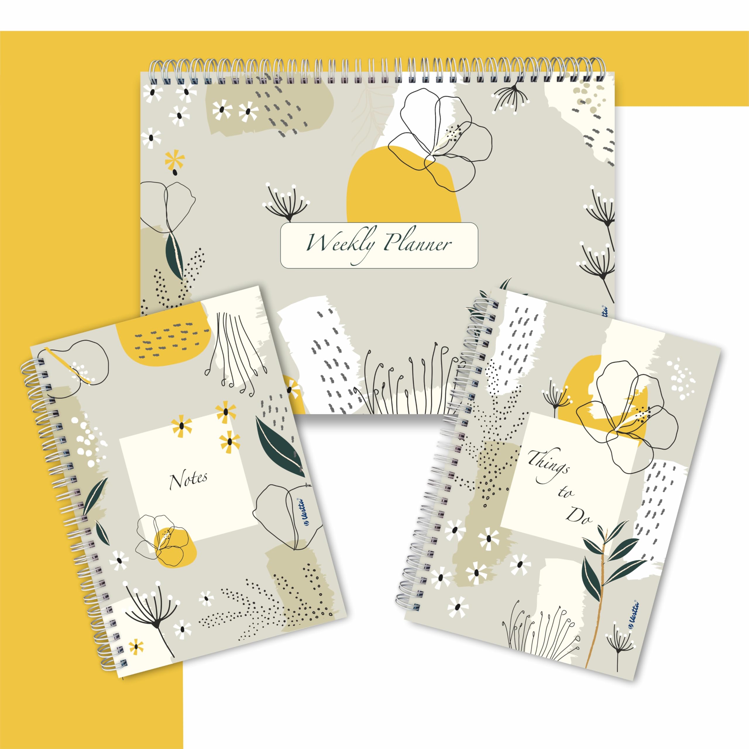 VESTTA -ELEGANCE REDEFINED, A4 Weekly Planner-60 Pages | A5 Things To Do-96 Pages | A5 Notes-96 Pages | Ruled | Matt Lamination, Wiro Binding | Flat Lay | Undated (Grey)-image-45