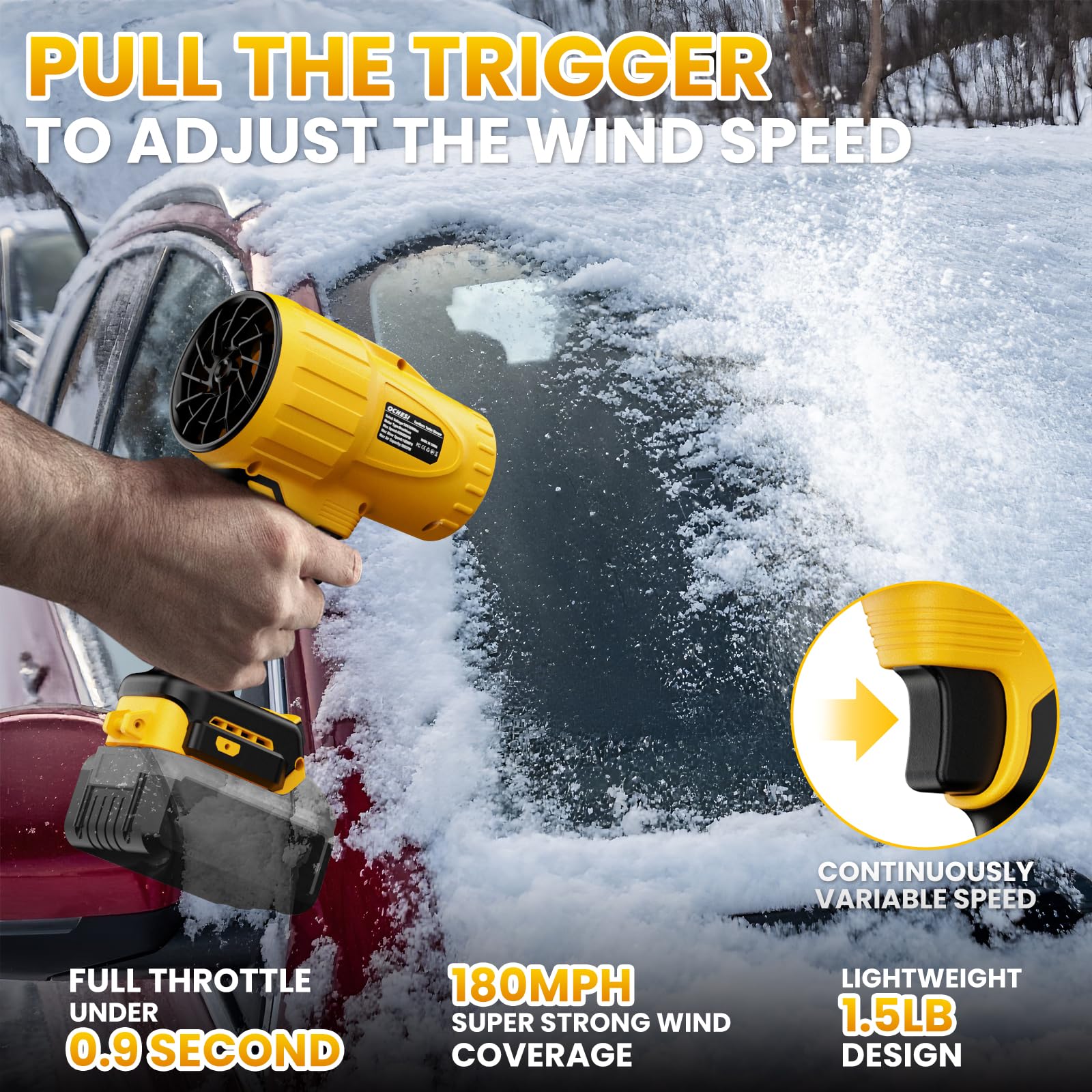 Soffiatore elettrico senza fili per DeWalt 20 V max batteria, motore brushless ad alta velocità, ventilatore a getto portatile per pulizia patio, cura del prato, soffiaggio foglie e polvere (senza
