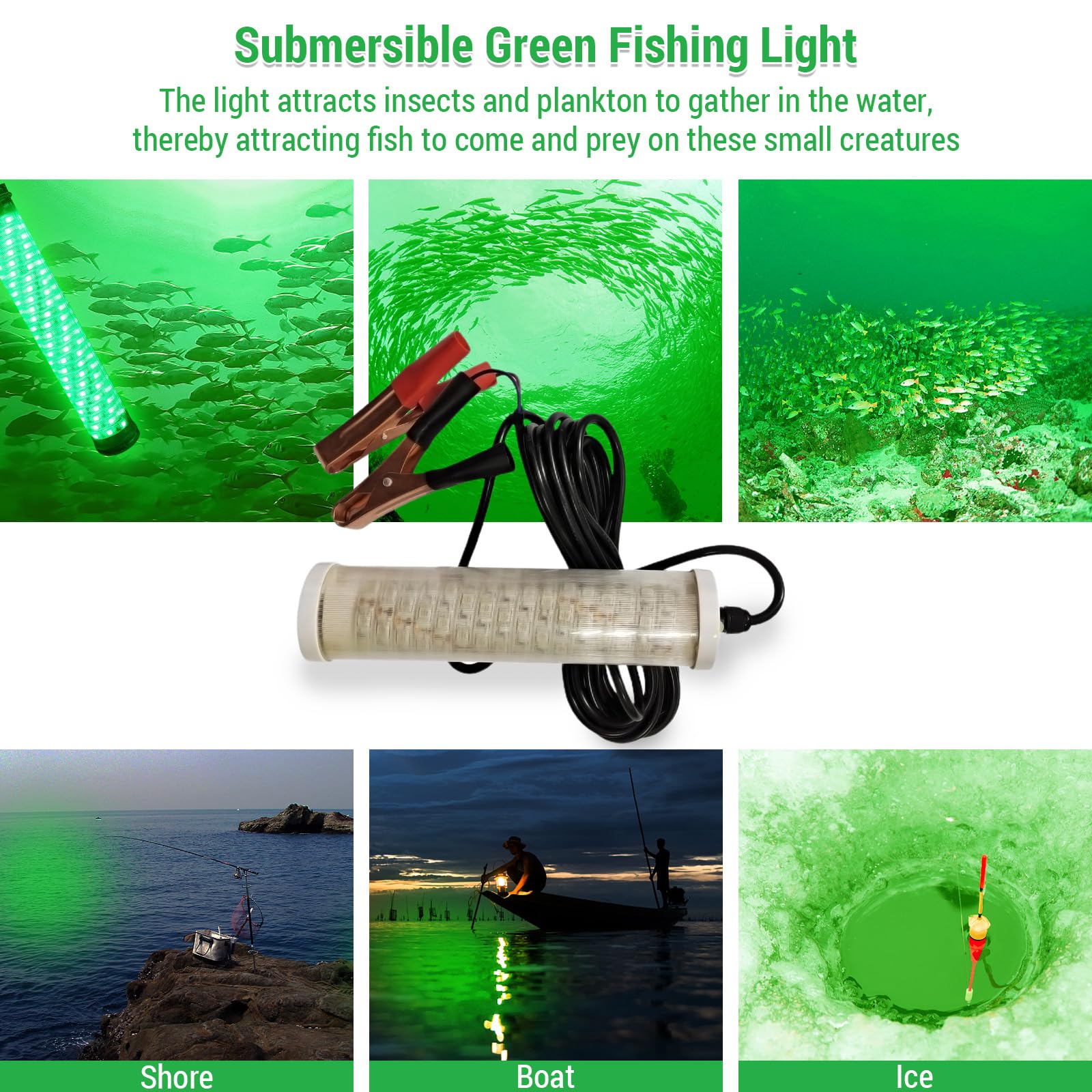 Irfora 12V 120/150 LED Submersible Fishing Light Underwater Fish Finder Lamp