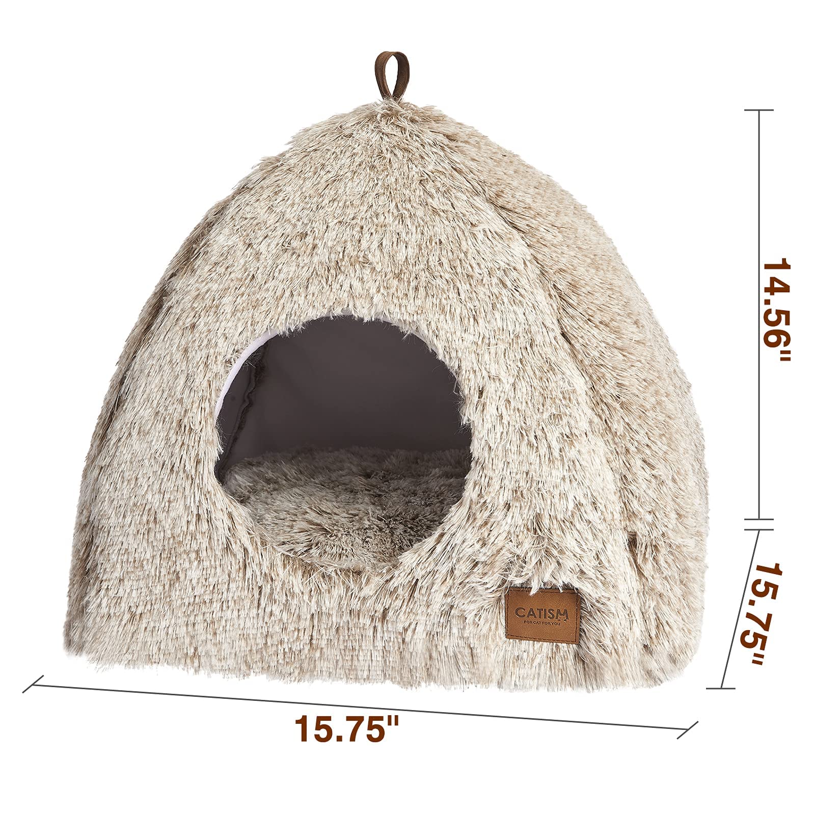 Cuccia Per Gatti Luminosa CATISM - 2 In 1, 45x45x40 Cm, Pieghevole, Con Cuscino Lavabile, Brilla Al Buio