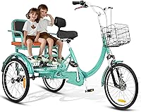 MOOITZ 20 Inch Adult Tricycle 3-Wheel Bike for Seniors Women Men with Child Seat Front Rear Baskets Low Step-Through Cruiser