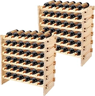 2 Pieces 6 Tier 36 Bottle Wooden Stackable Wine Racks Stackable Modular Wine Rack Wine Holder Display Shelves Standing Wooden Wine Rack Cabinet for Kitchen, Cellar, Floor, 27.6" x 11.81" x 25.8"