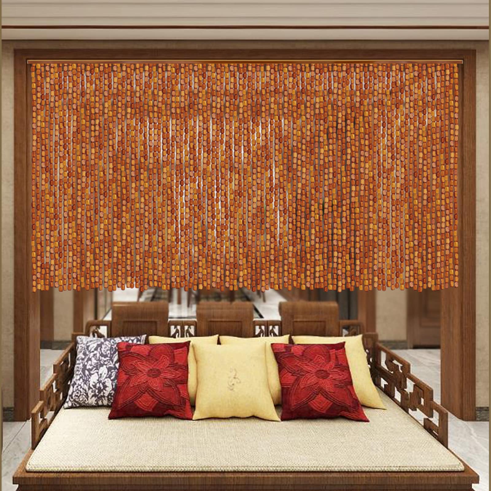 Lot de 80 rideaux décoratifs en perles de bambou pour portes, fenêtres et couloirs, 80 x 150 cm