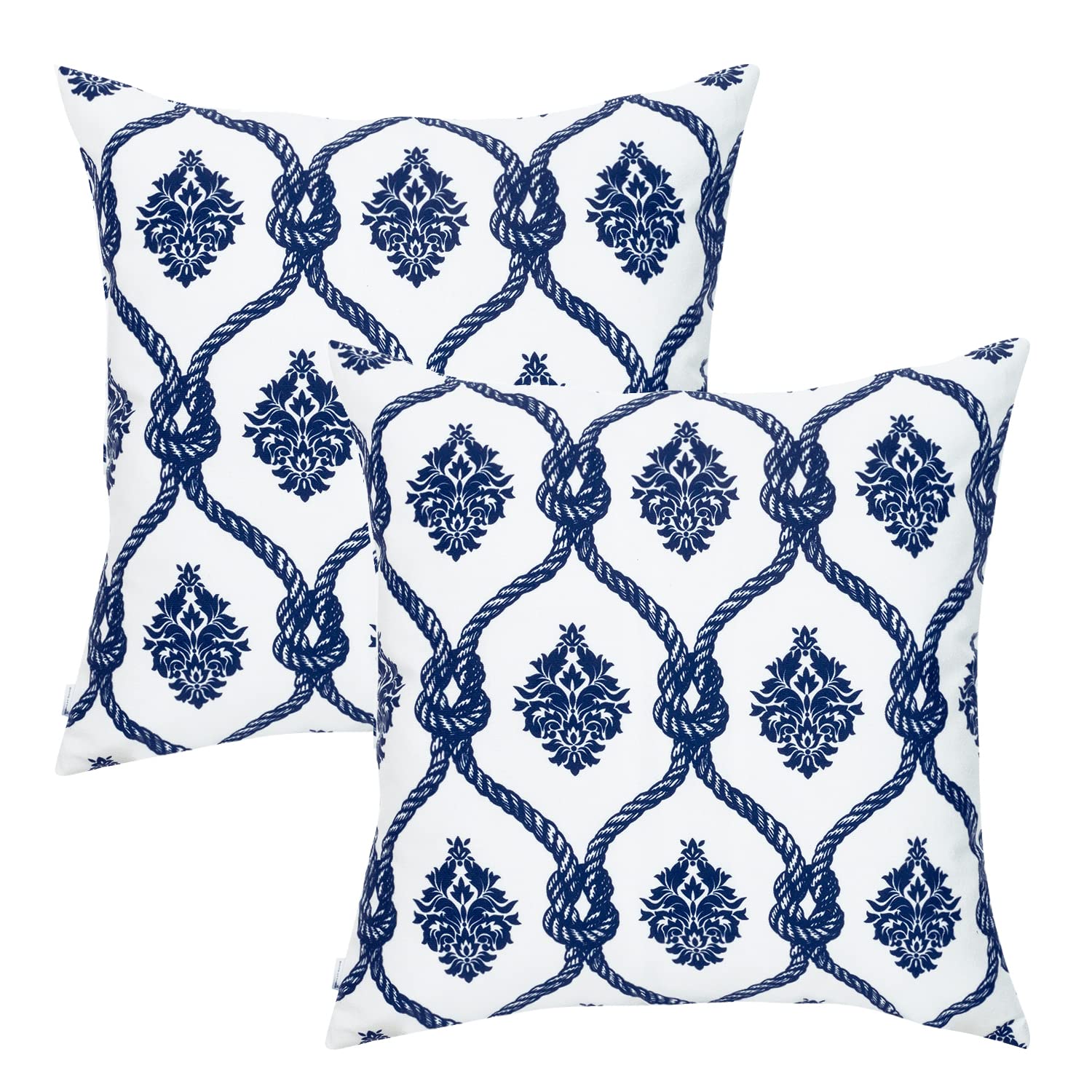 Navy Blue Decorative Throw Pillows Covers16X16 inch, Soft Comfy Plush, Square Pillows Covers Cushion Cases for Couch Sofa Living Room, Printed Geometric Patterns, Set of 2