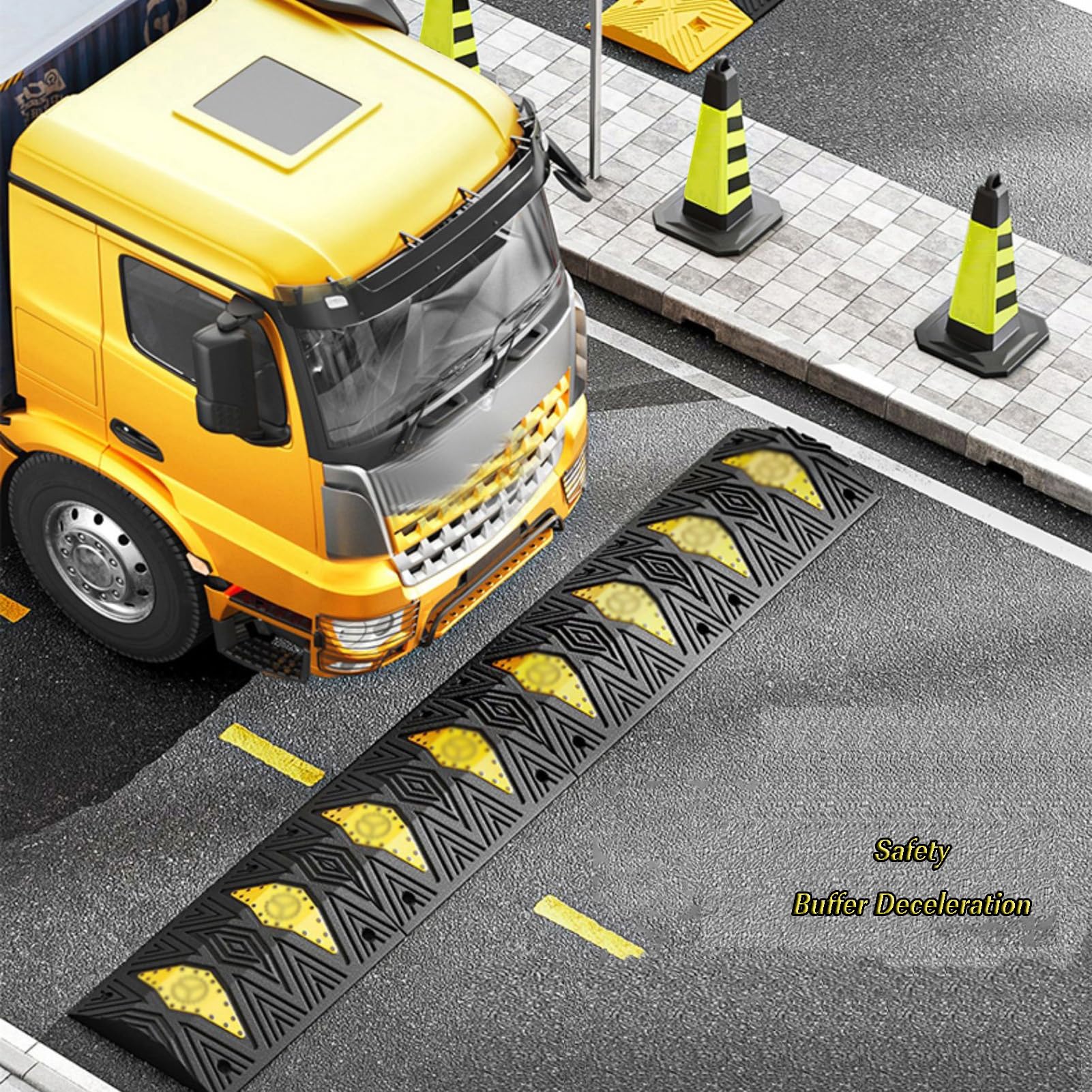 Gummi-Geschwindigkeitsschweller, 2er-Pack | 50x35x(4-5)cm, for Straße, Einfahrt, Parkplatz, Asphalt, Beton, Kies(50x35x4cm)