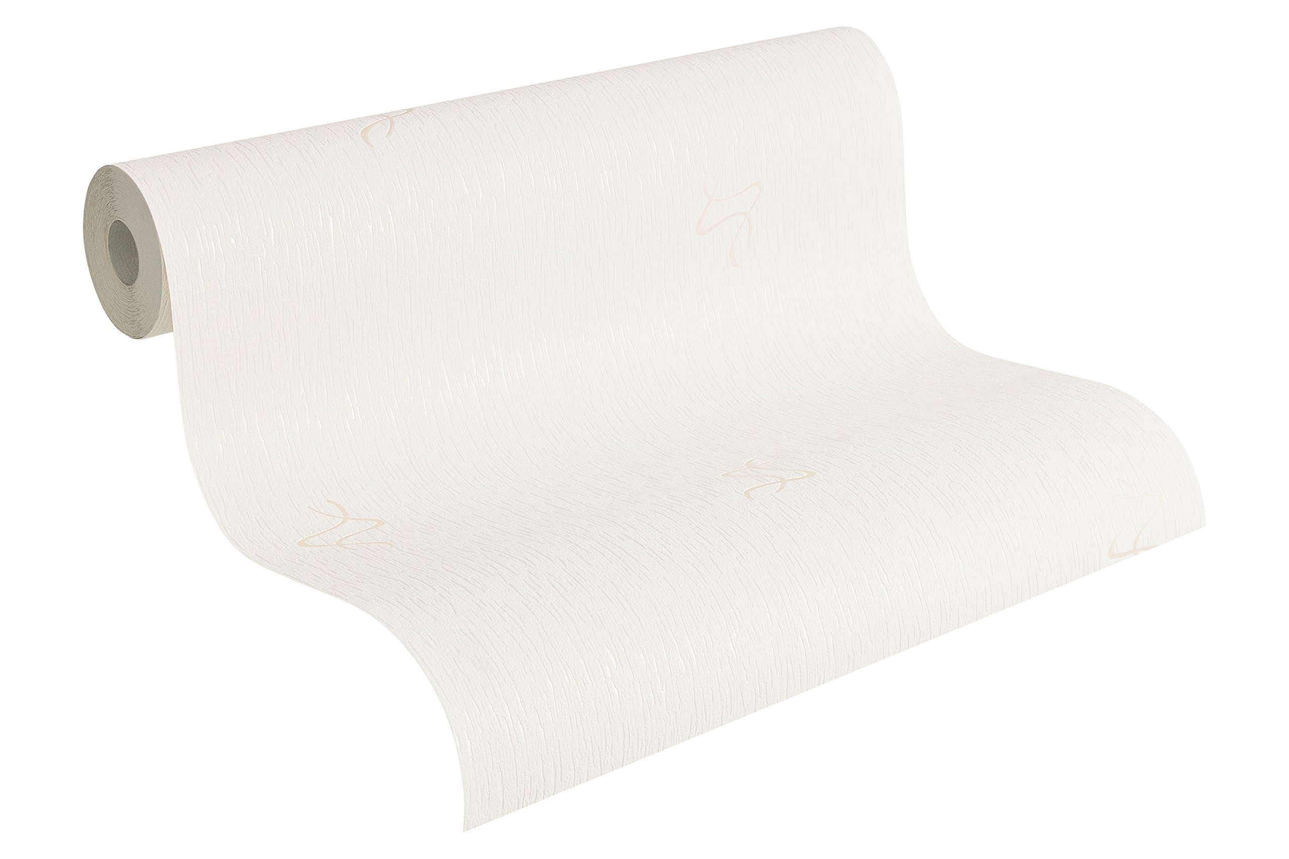 A.S. Création Tapete Vinyl Relief 1023-24 weiß beige kleines Motiv Strukturiert:Strukturprofil-Tapete