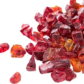 Teamson Home 4kg Lava Stones for Gas Fire Pit Fire Glass Safe for Outdoor Gas Fire Pits Red