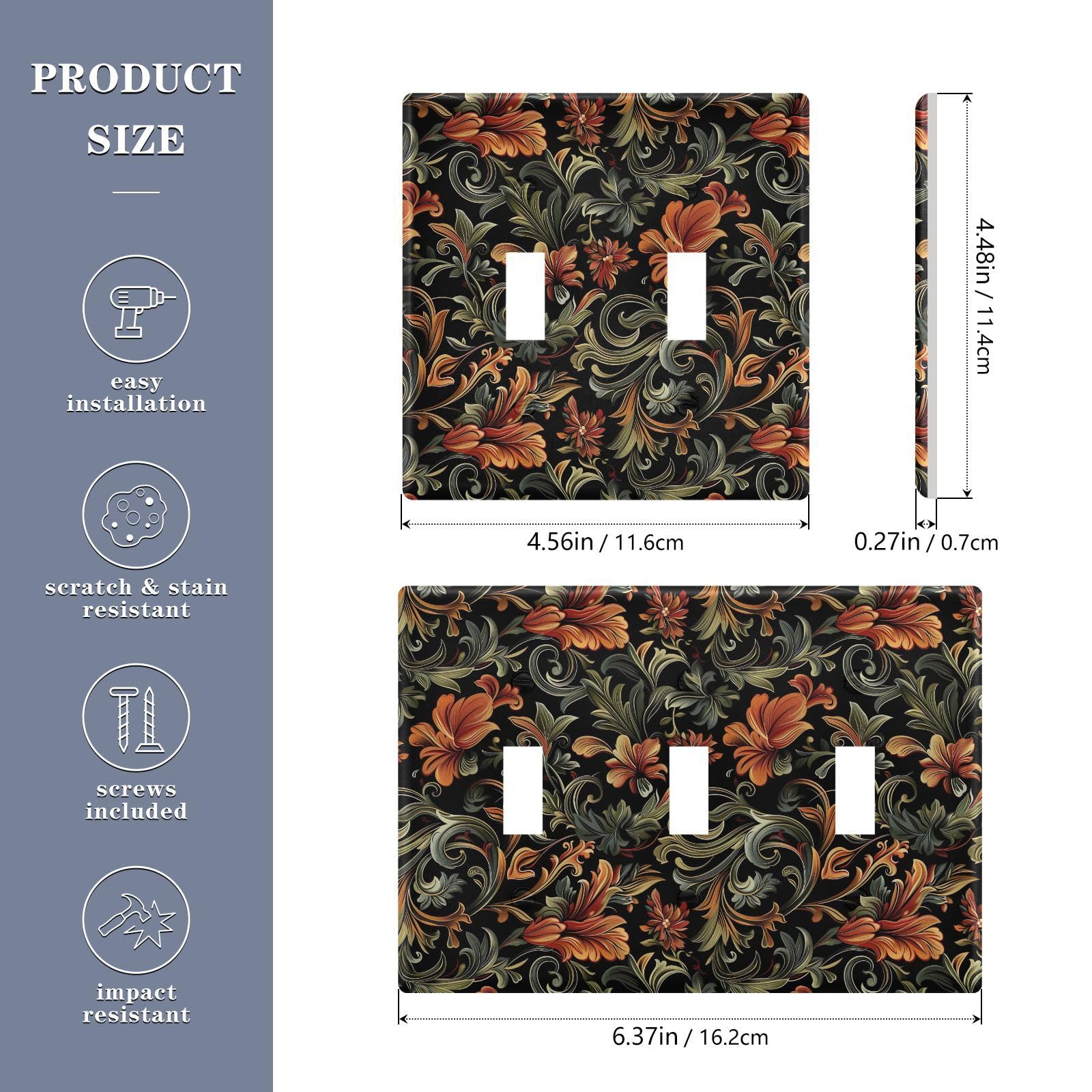 UMIRIKO Tropical Leaves Flowers Floral Light Switch Cover Plate Covers Decorative Double Toggle Home Decor 202b5320