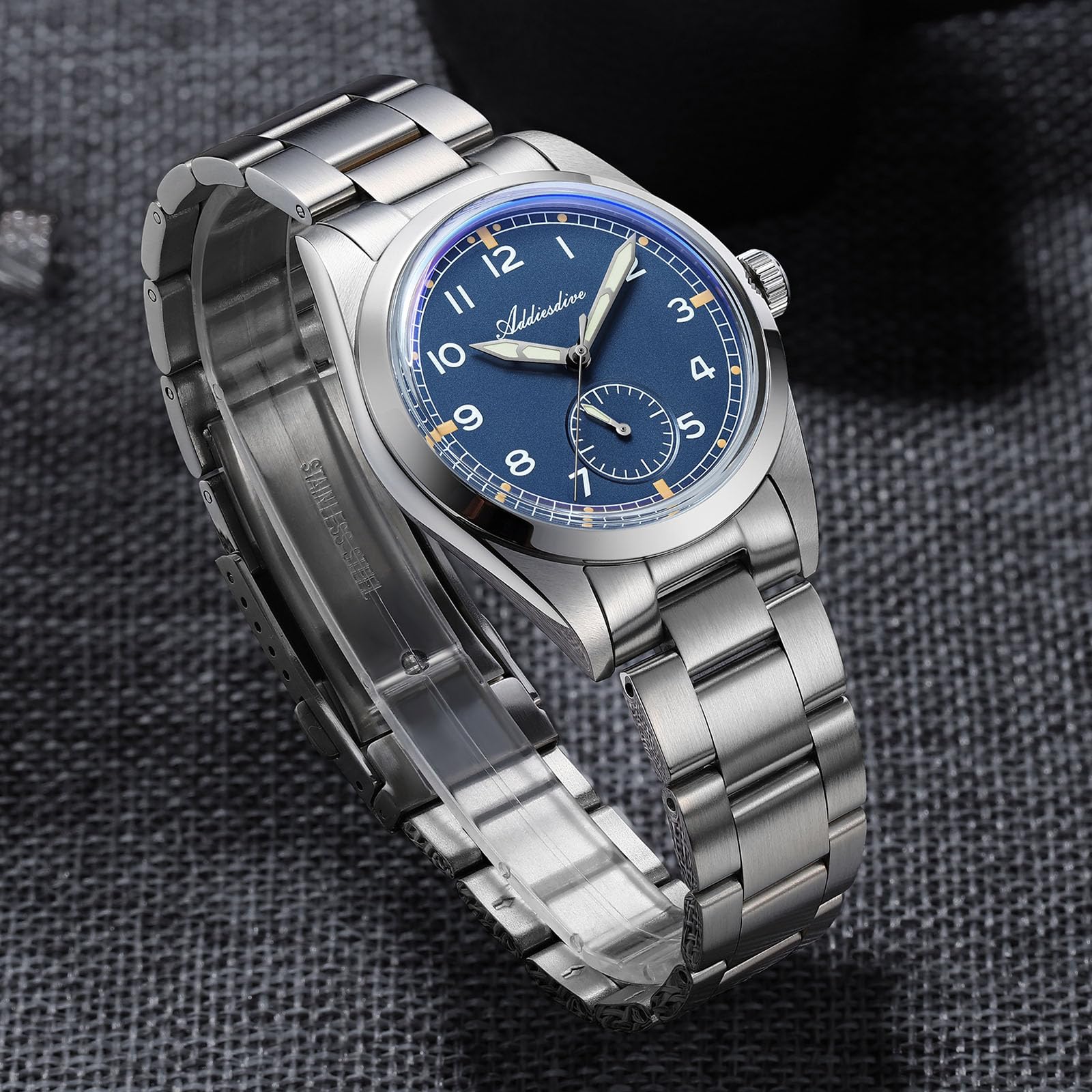 ADDIESDIVE herrenuhr Quartz 36mm Edelstahl wasserdicht 100m Uhr AD2099 Japanisches VH60-Uhrwerk mit 24-Stunden-Zifferblatt BGW9+C3 superluminova Business&Freizeit Armbanduhr