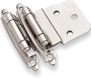 DecoBasics 3/8" Inset Self-Closing Cabinet Hinges Brushed Nickel (25 Pairs/50pcs) w/Silicone Bumpers & Upgraded Screws