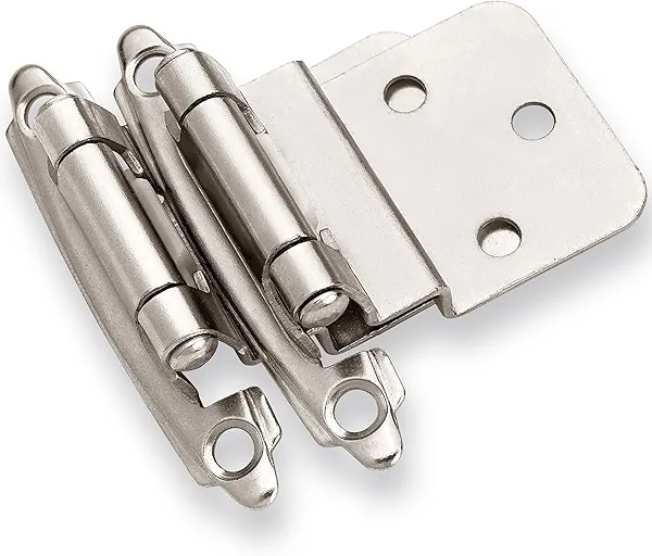 DecoBasics 3/8" Inset Cabinet Hinges Brushed Nickel (25 Pair -50 Pcs) Offset Self Closing Cabinet Hinges for Kitchen Cabinets Satin Nickel w/Silicon Bumpers & Upgraded Screws