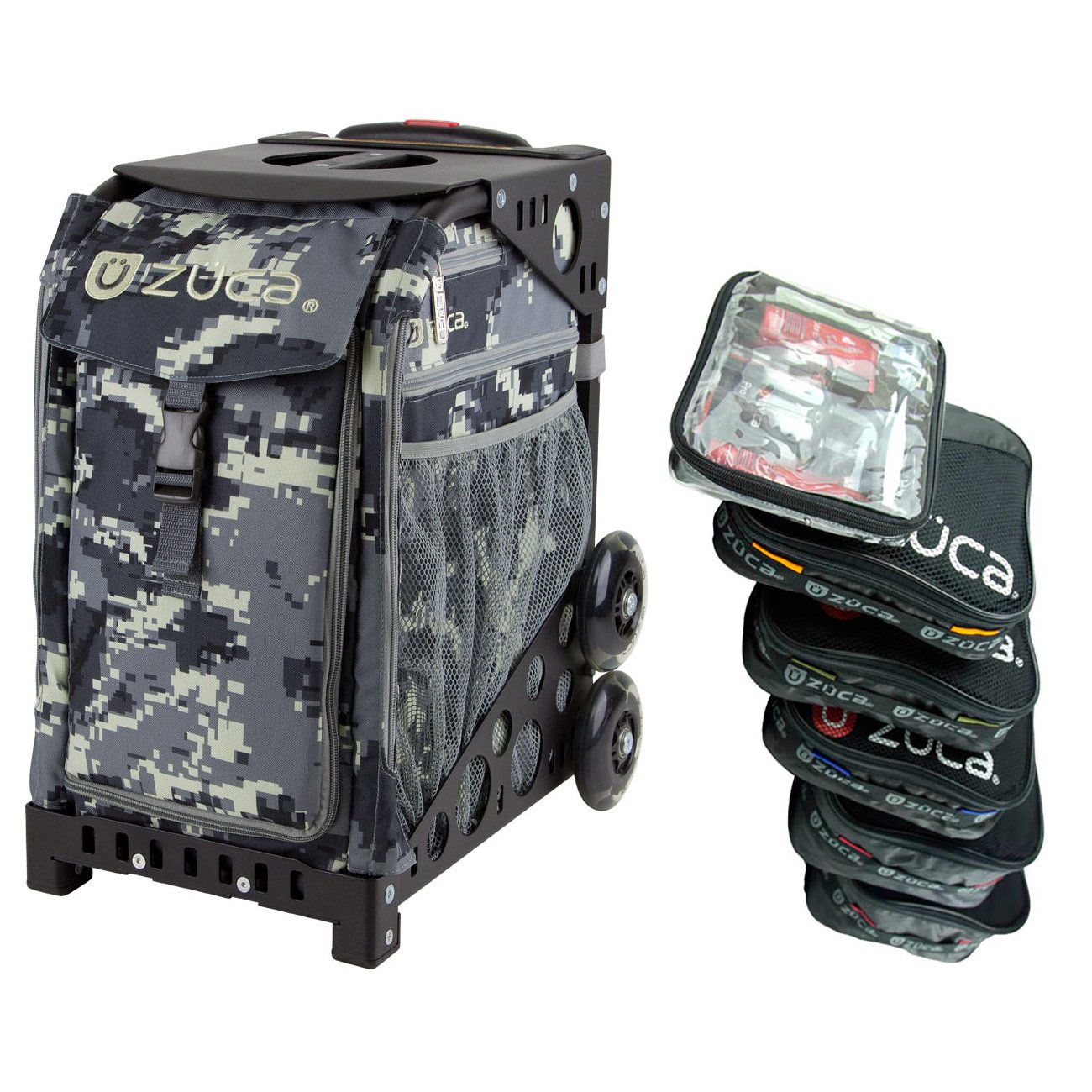 ZUCAAnaconda Sport Insert Bag with Black Frame (Non-Flashing Wheels) and Special Set of 5 Packing Pouches + Toiletry Bag Bundle