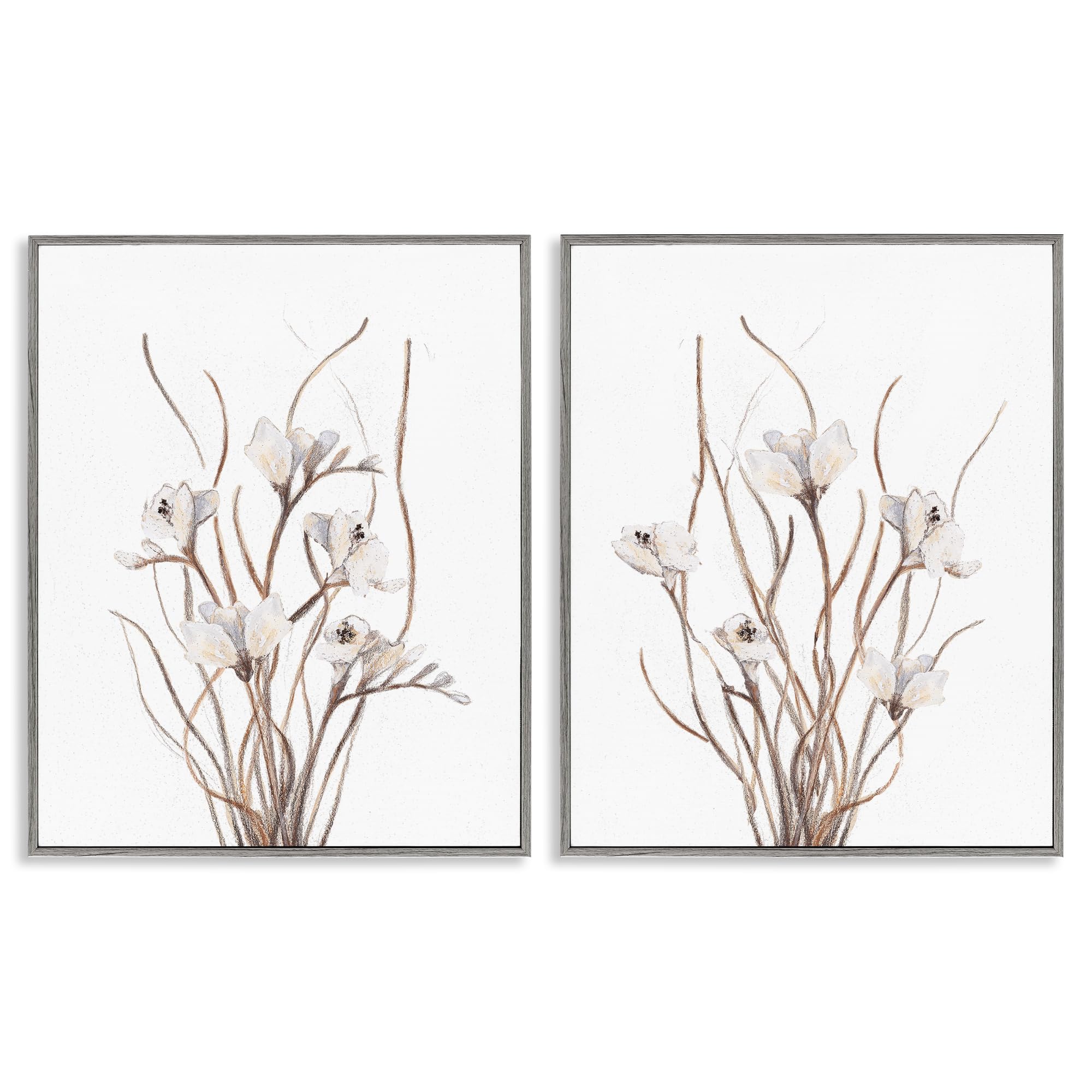 Stupell Industries French Country Floral Bouquet_v4 Curly Branches Wildflowers, 24 X 30 Inch Framed Giclée Print Set