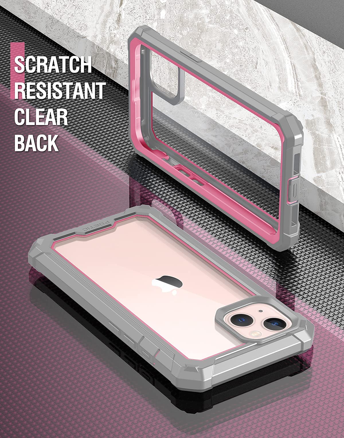 Poetic Guardian Series Case Compatible with iPhone 13 6.1 inch, Full-Body Hybrid Reinforced Shockproof Protective Rugged Clear Bumper Cover Case with Built-in Screen Protector, Green/Clear