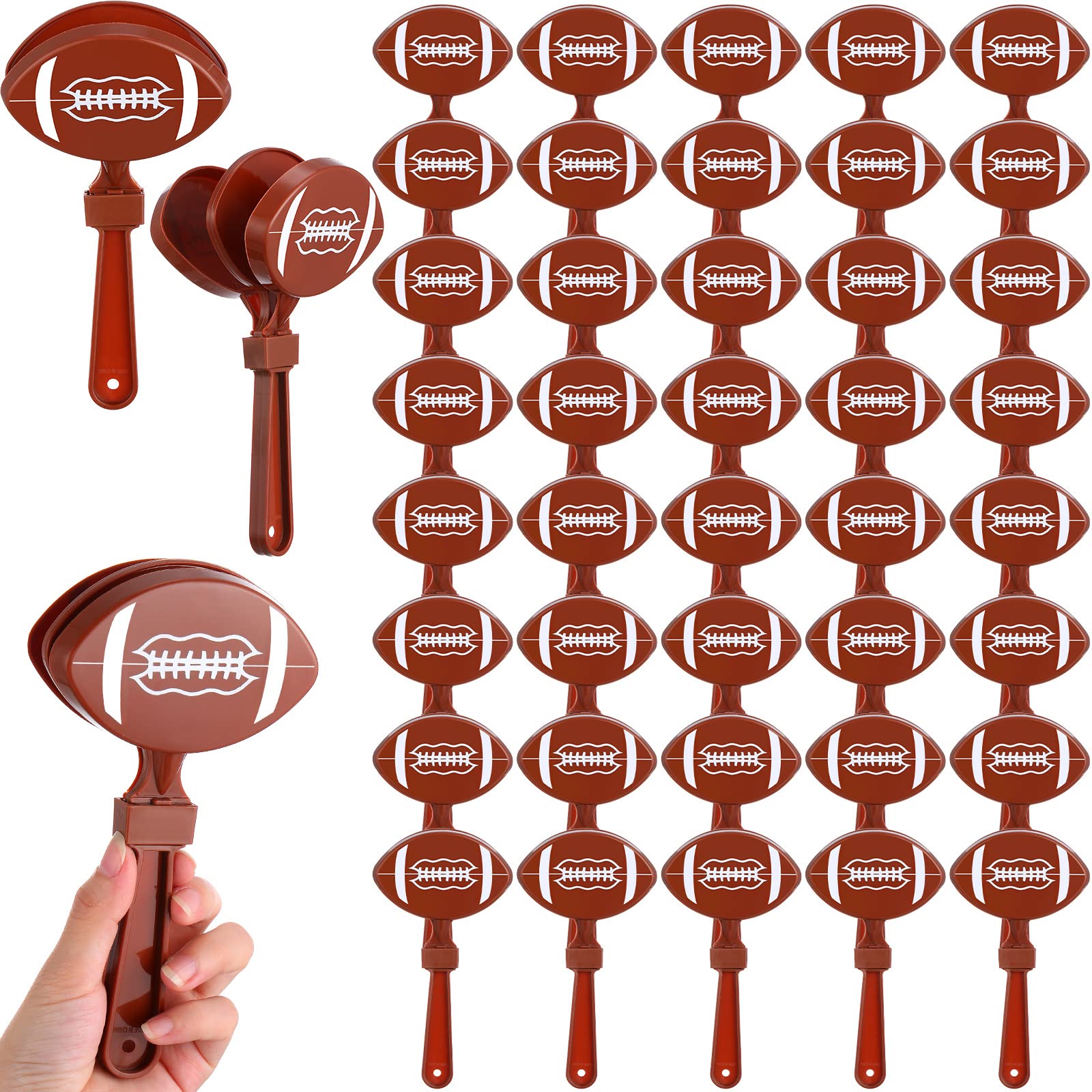 40 Pieces Football Clappers Football Hand Clappers Plastic Football