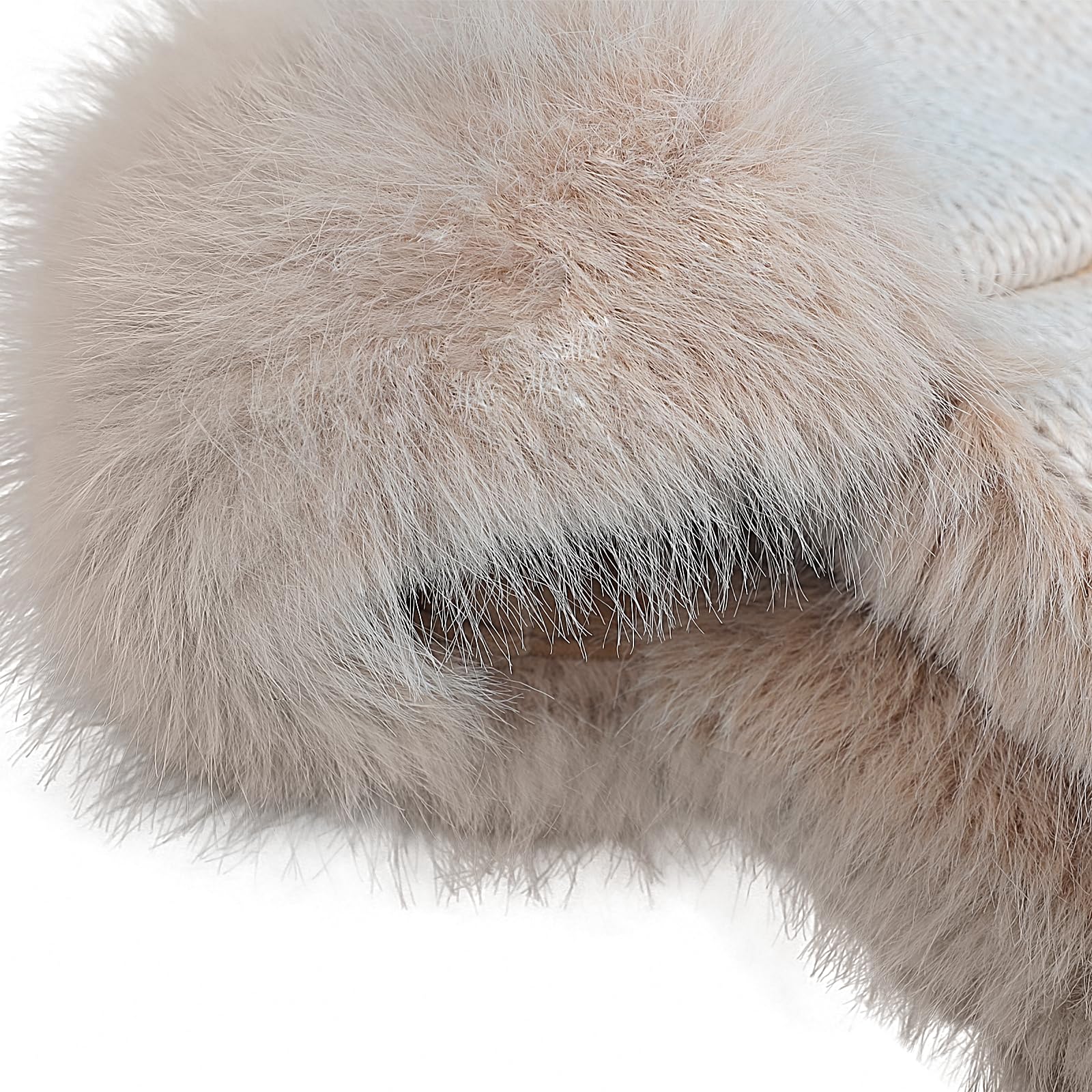 JIAHG Chapka d'hiver Tricoté Femme Chapeau de Trappeur Fausse Fourrure Doux Chaud Bonnet en Tricot avec Cache-Oreilles Capuchon Coupe-Vent pour Ski Camping et Randonnée