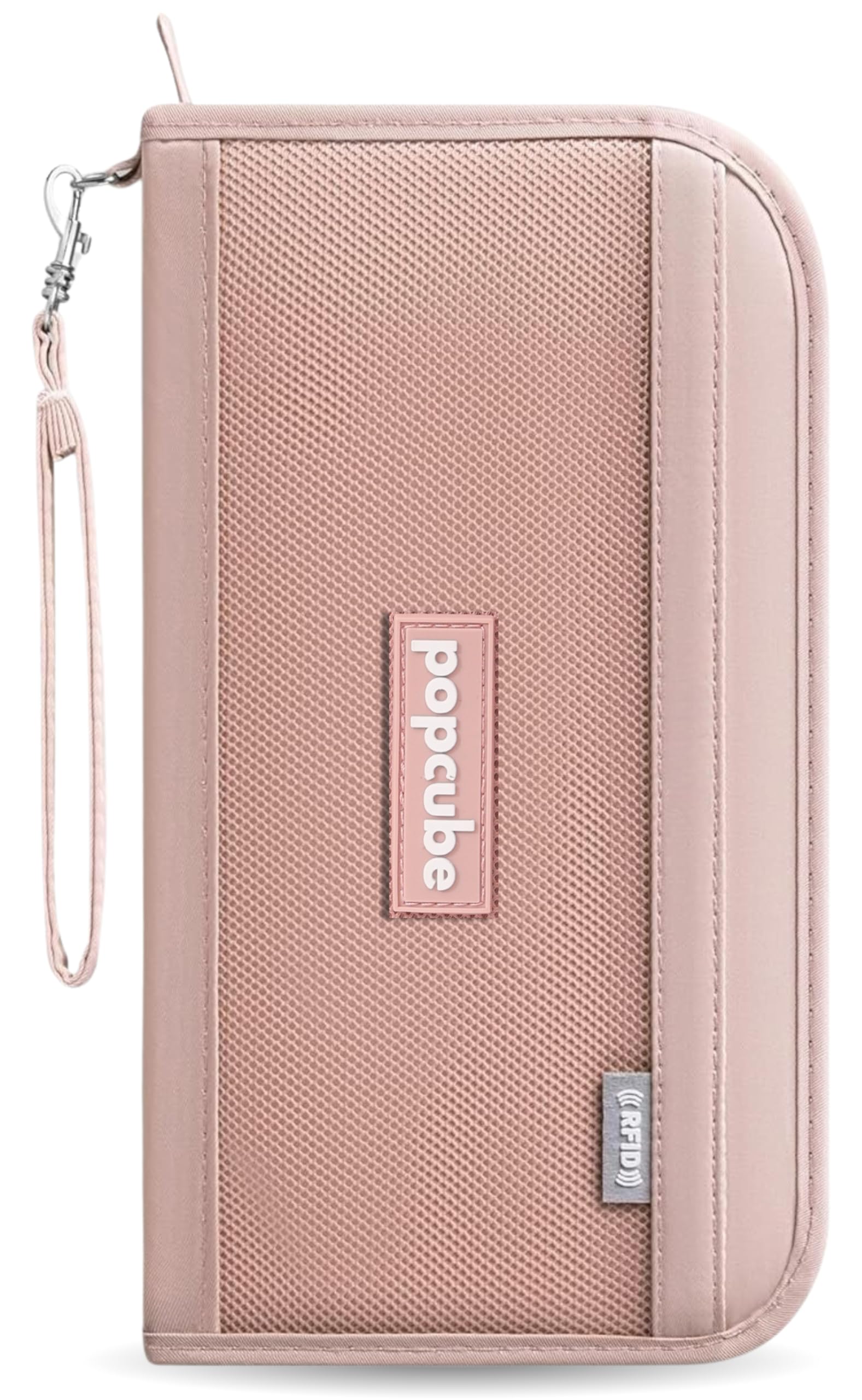 Polyester Travel Passport Cover for Men & Women with RFID Blocking- Passport Holder for Upto 4 passports- Passport Pouch with Removable Hand Strap. (Peach)