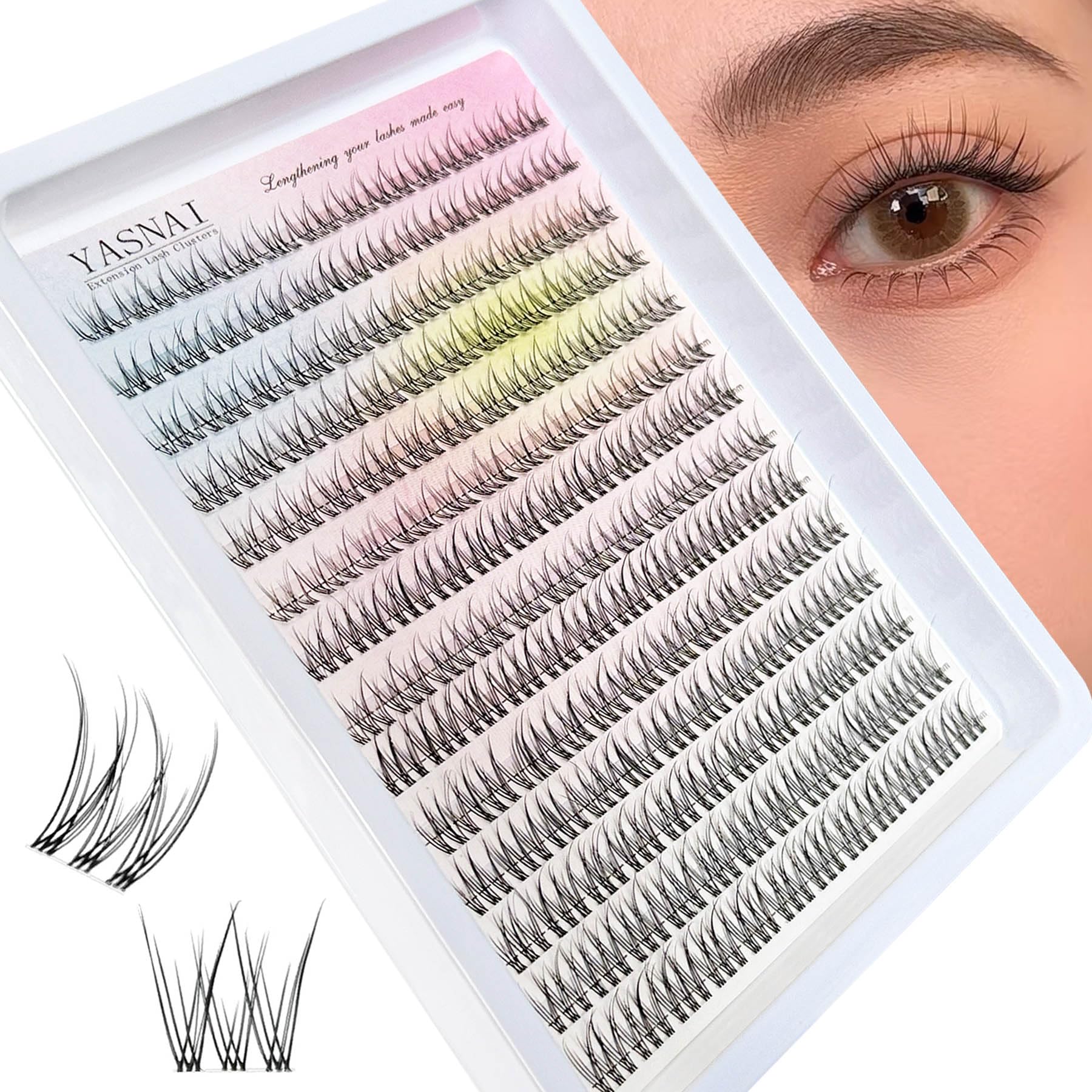 Lash Clusters Natural Look Wispy C Curl Lash Extensions Natural Lash Clusters Clear Band 8-12MM 168pcs DIY Eyelash