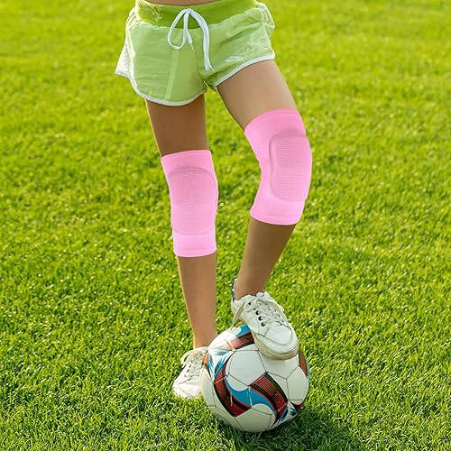 Miniatura 6 de Sibba Rodillera para niños, rodillera elástica transpirable, protector de rodilla de esponja acolchada antideslizante para voleibol, baile, correr,