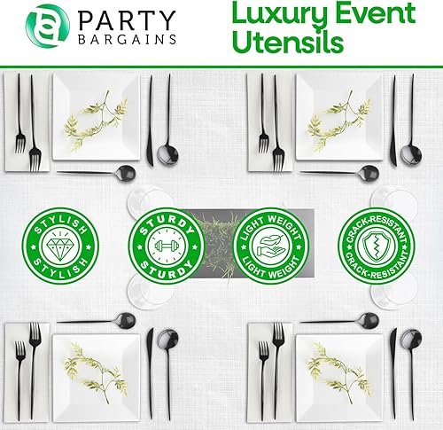 Miniatura 6 de Party Bargains Cuchara de sopa de plástico desechable, paquete de 64, color negro, novedoso diseño moderno, cubiertos de cocina, excelente uso para