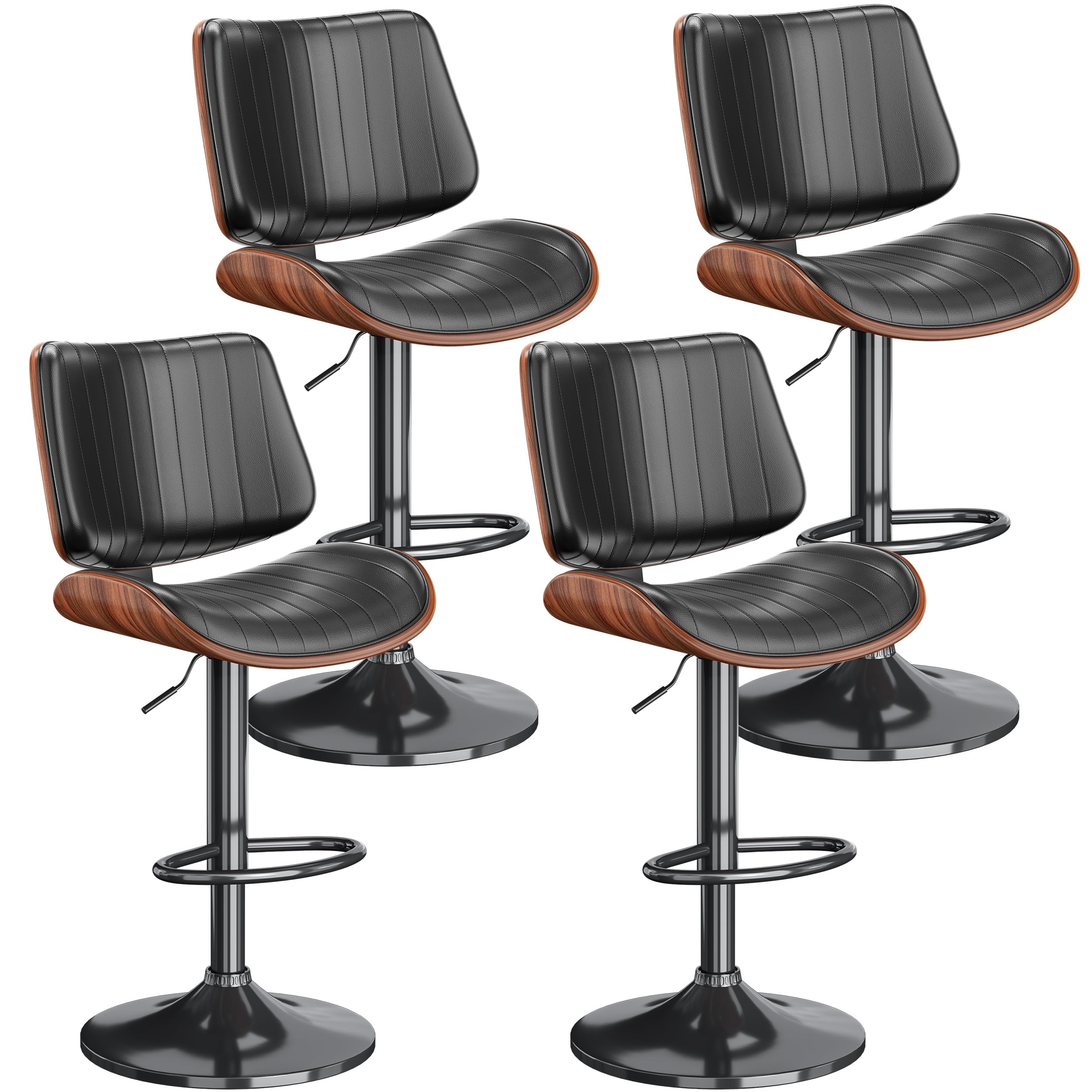 REONEY Swivel Bar Stools Set of 4