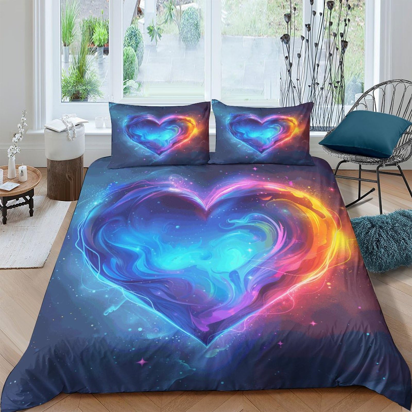 Housse de couette 3D cœur en microfibre, une idée cadeau romantique pour la Saint-Valentin