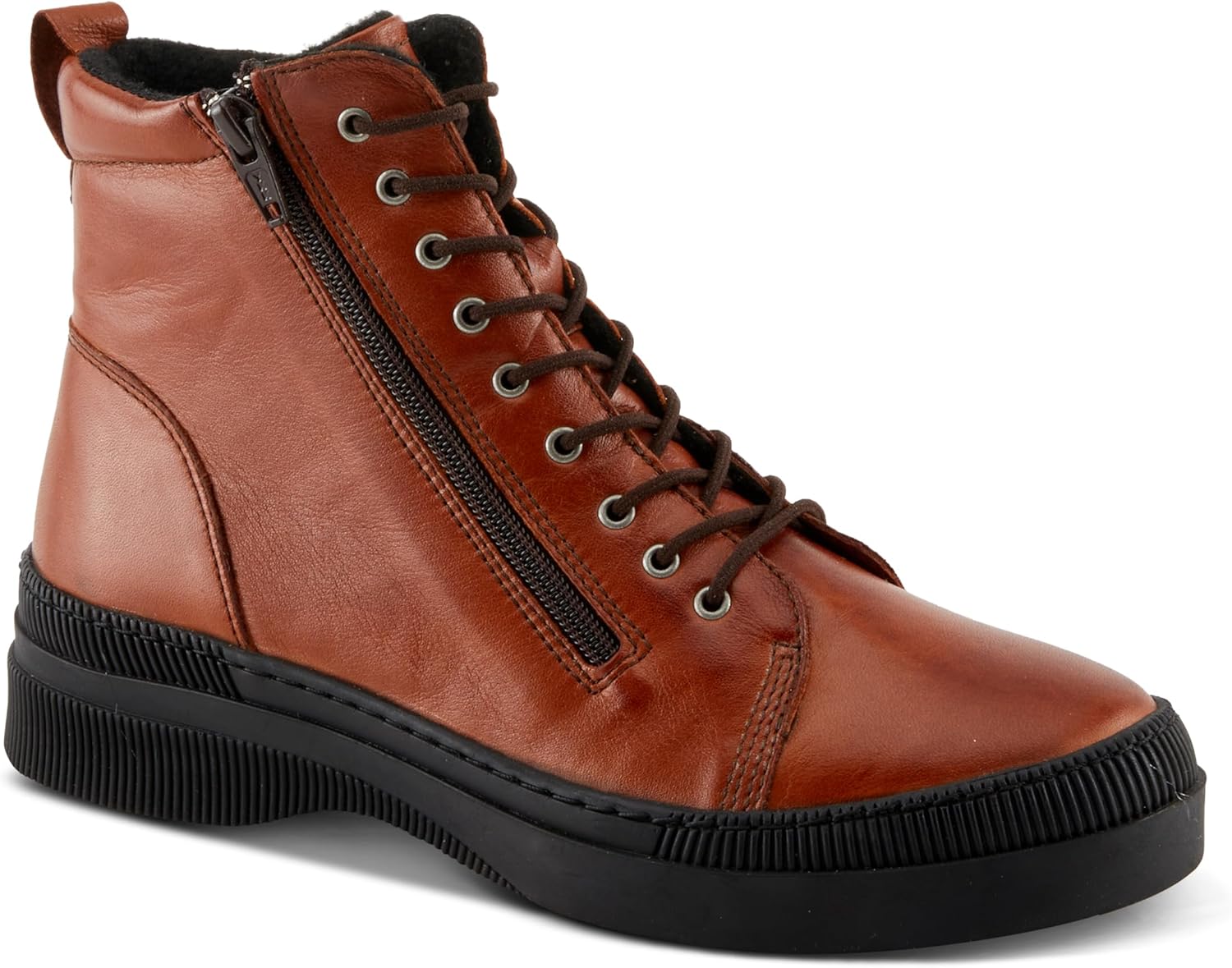 Spring Step Women's HOYLEIN Combat Boots with Double Zipper, Rich Leathers, and Removable Insoles