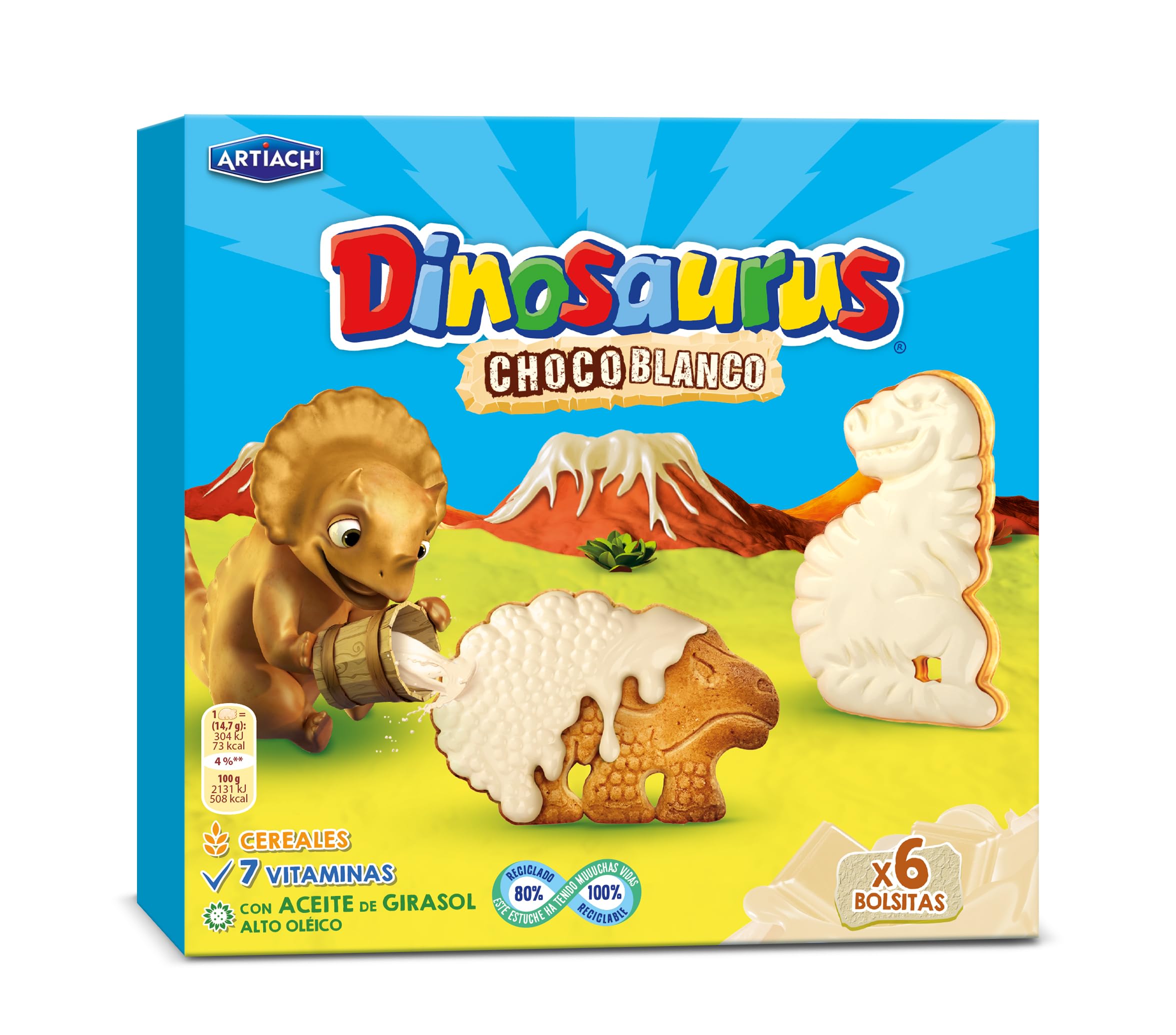 ARTIACH Dinosaurus Choco Blanco 264g 6 bolsitas