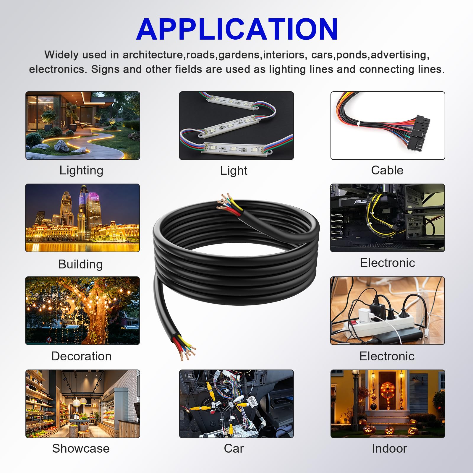 AOHEWEI Cable de 7 núcleos para remolque, cable de remolque de 10 m, cable de remolque de 7 núcleos, color negro para caravana y camiones