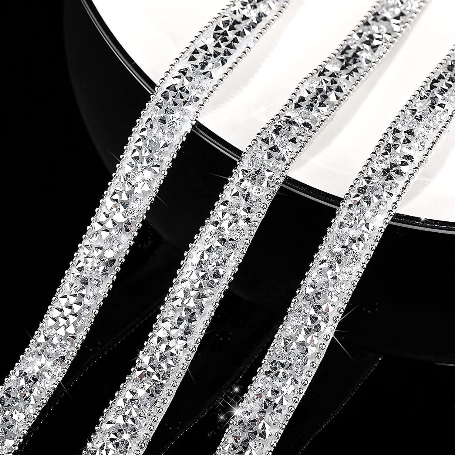 Wstążka samoprzylepna kryształowa kryształ górski diament 5 jardów x 10 mm błyskotka DIY kryształ górski diamentowa naklejka wydarzenie wesele samochód telefon srebrny