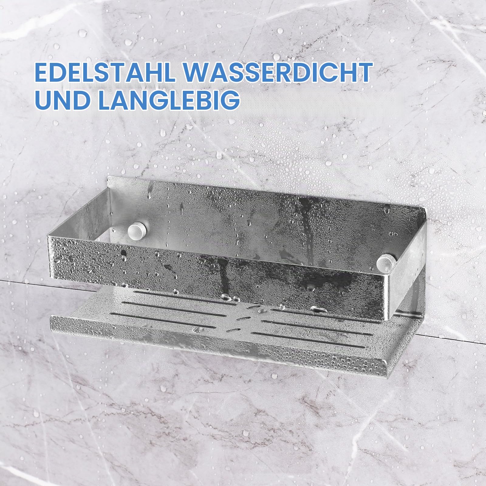 EXLECO 2X 30CM Duschablage Ohne Bohren Duschregal Wand Edelstahl Badregal mit 8 Haken Duschkorb zum Bohren Bad Regal Badezimmer Aufbewahrung Wandregal für Shampoo Duschgel 7.5cm Hoch Gebürstet Silber