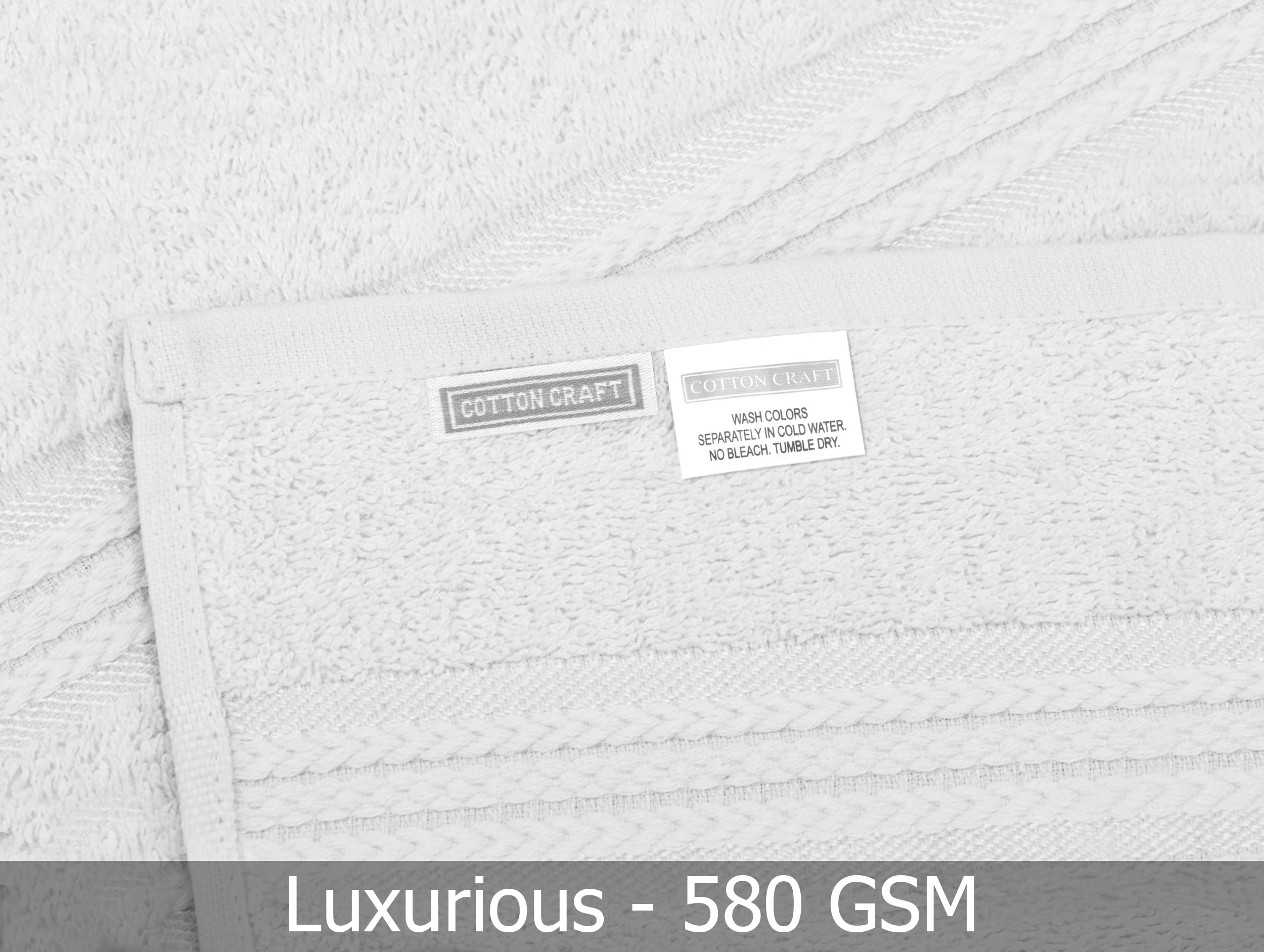 Cotton Craft - Toallas de baño extragrandes, extrasuaves, 100% algodón con Hilado de Anillo, Borde de rayón de Lujo, Ideales para el Uso Diario, fáciles de Limpiar, Lavables a máquina, 4 Unidades
