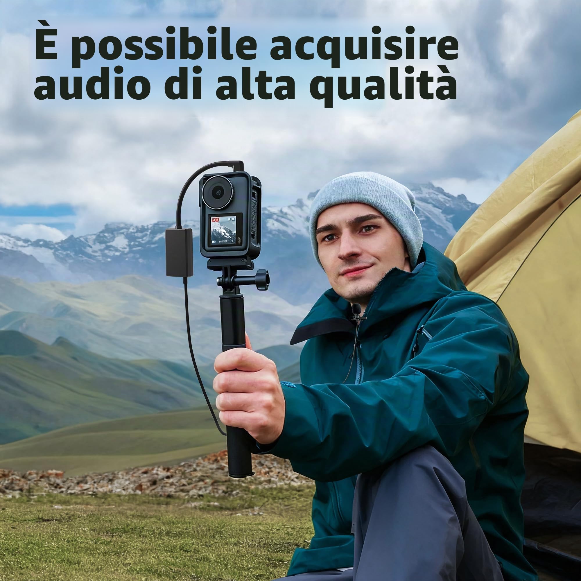 Adattatore microfono esterno con connettore di tipo C per fotocamera GoPro Hero tutte le serie converte microfono da 3,5 mm