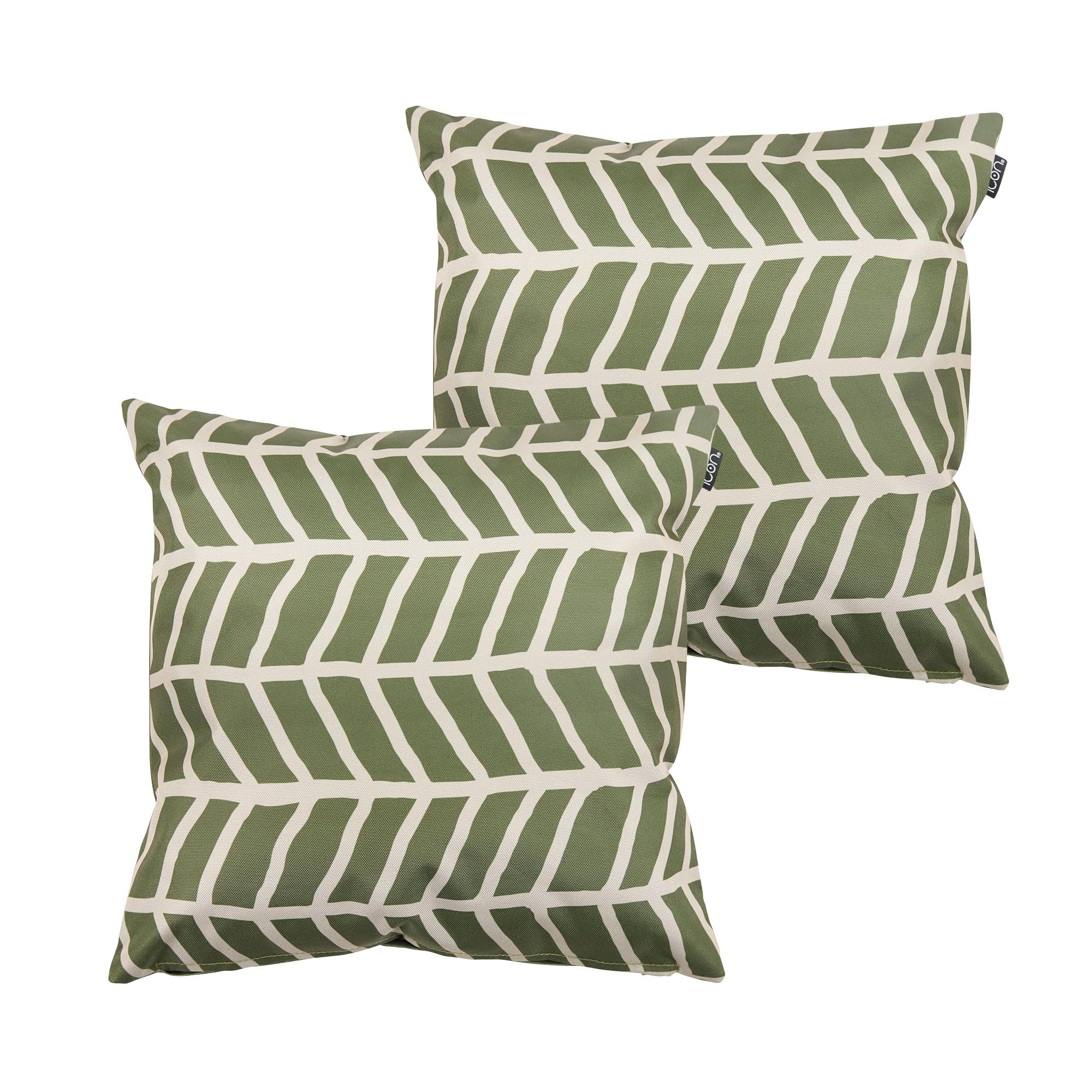 Icon Khaki Outdoor Cushions Filled, Graphic Collection, Set Of 2, 43Cm X 43Cm, Water Resistant, Green Outdoor Cushions For Garden Furniture, Garden, Patio 243Cm