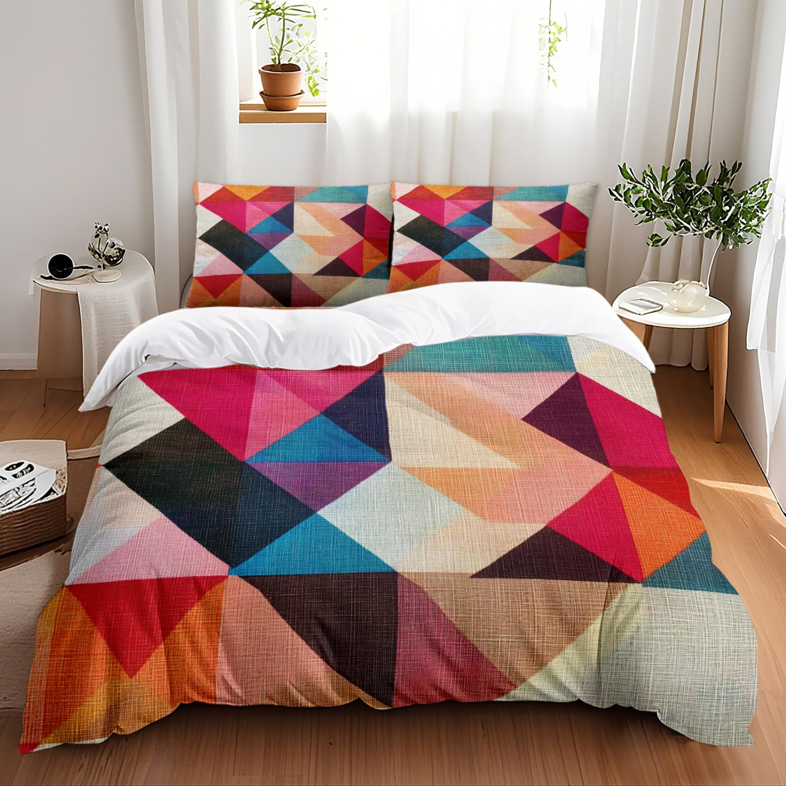 Copripiumino Una Piazza E Mezza Geometria Copriletto Matrimoniale Estivo Stampa Copripiumino Matrimoniale In Microfibra, Copriletto Matrimoniale Con 2 Federa(50X75Cm)