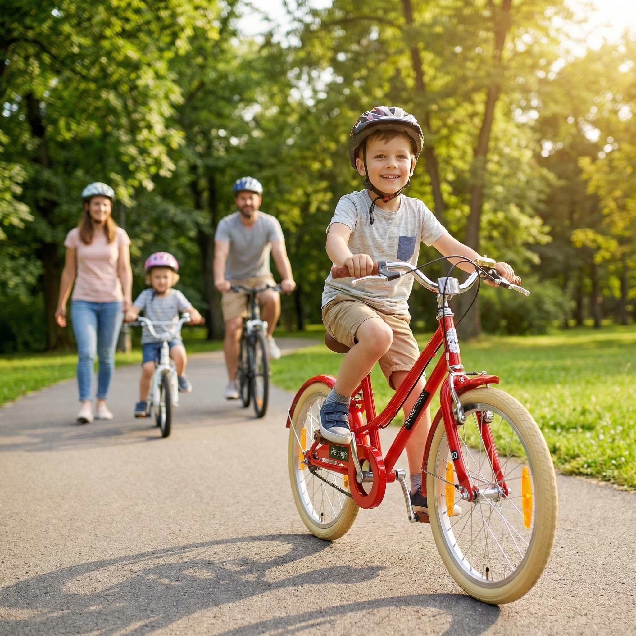PROMETHEUS BICYCLES Bicicleta infantil retro de 20 pulgadas, 20 pulgadas, para niños a partir de 6 años, color rojo