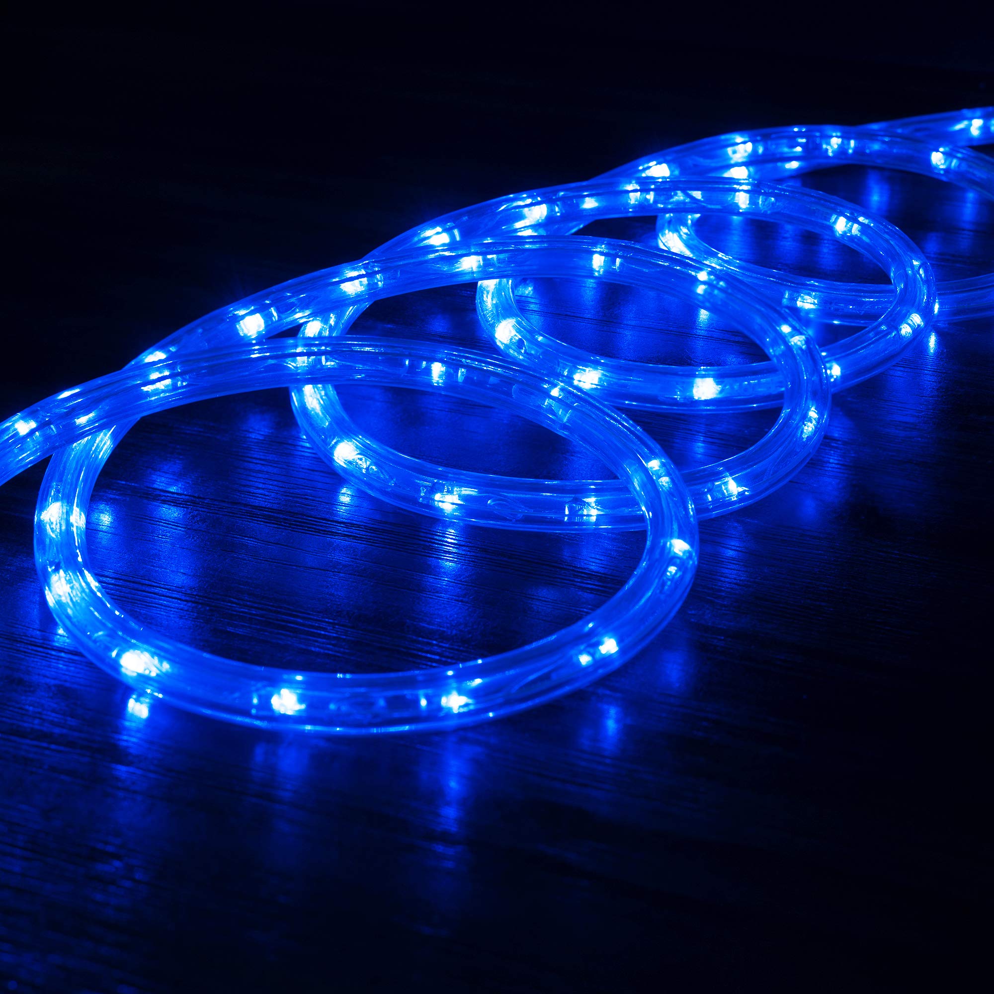 WYZworks 150 ft Blue PRE-Assembled LED Extendable Rope Lights - Flexible Clear Water Resistant Tube, Christmas Holiday Decoration Indoor/Outdoor Lighting - ETL Safety Certified