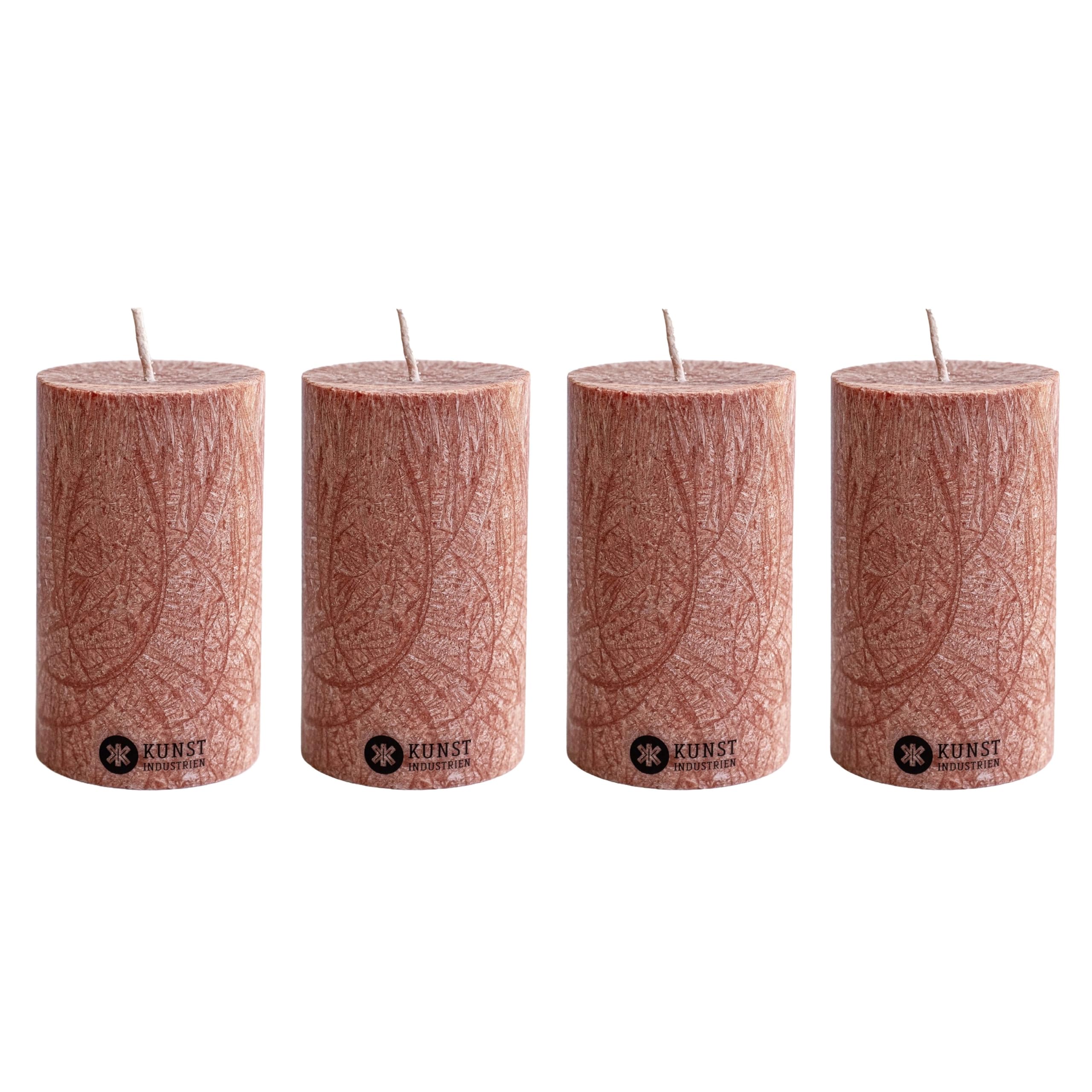 Kunstindustrien® Pillar Candle, Handmade in Europe, 4 Pack, Vegan, 100% Upcycled Olive Wax, Candles Long Burning 27hrs