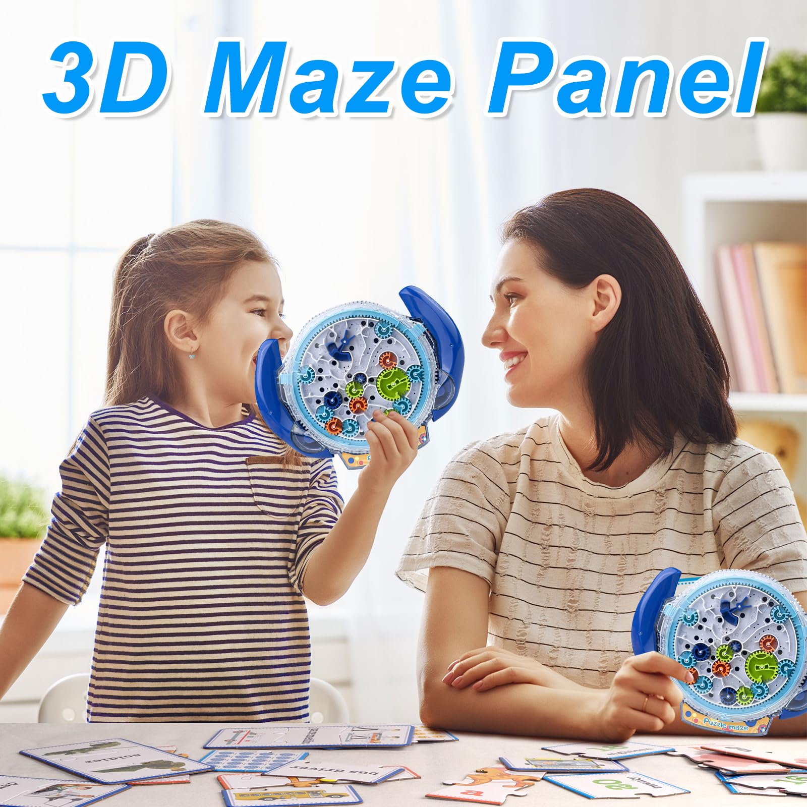 Chiluxendo Bola Laberinto(Azul), Games Maze Puzzles Juego de Rompecabezas 3D con Bolas, Ball Juguetes Educativos Control de Engranajes, Laberintos para Niños de Paciencia Regalos Mayores de 4 Años