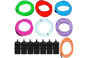 7 Pack 9ft Neon El Wire Light with Battery Pack in Green,...