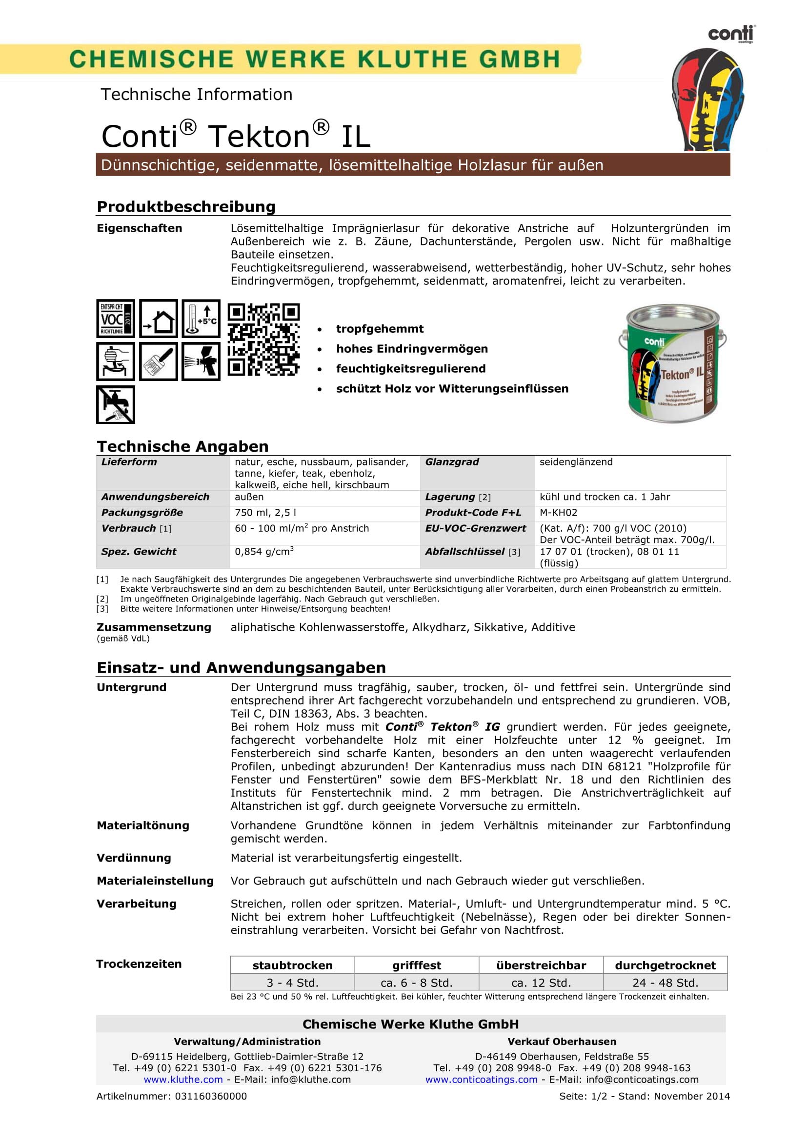 Conti Tekton IL 2,5 Liter Nussbaum Holzlasur