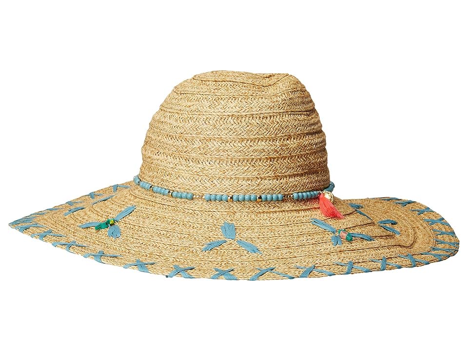 

San Diego Hat Company UBL6805OS Sun Brim w/ Turquoise Bead Trim (Natural/Blue) Caps, Multi