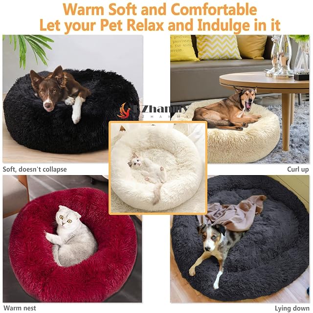 Foto 6 de 7 de KZhanmy Cama de Perros Gatos Grande Pequeño,Cama de Mascotas Calentito Mullida Felpa Cojin Redonda…
