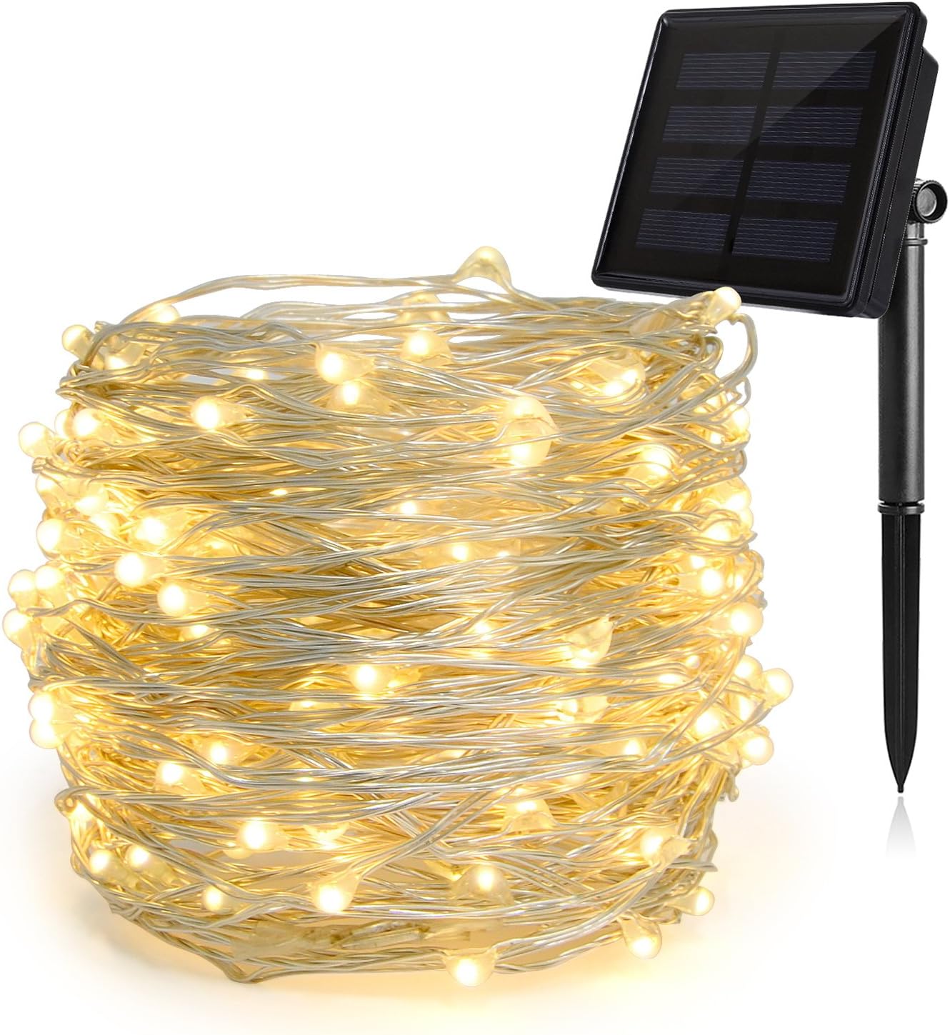 Heepow Waterproof Outdoor String Lights, 200 led 72ft Flexible Copper Wire Lights Auto On/Off 8 Modes Waterproof IP65 Solar String Lights for Garden, Patio, Fence, Window, Tree & Party (Warm White)
