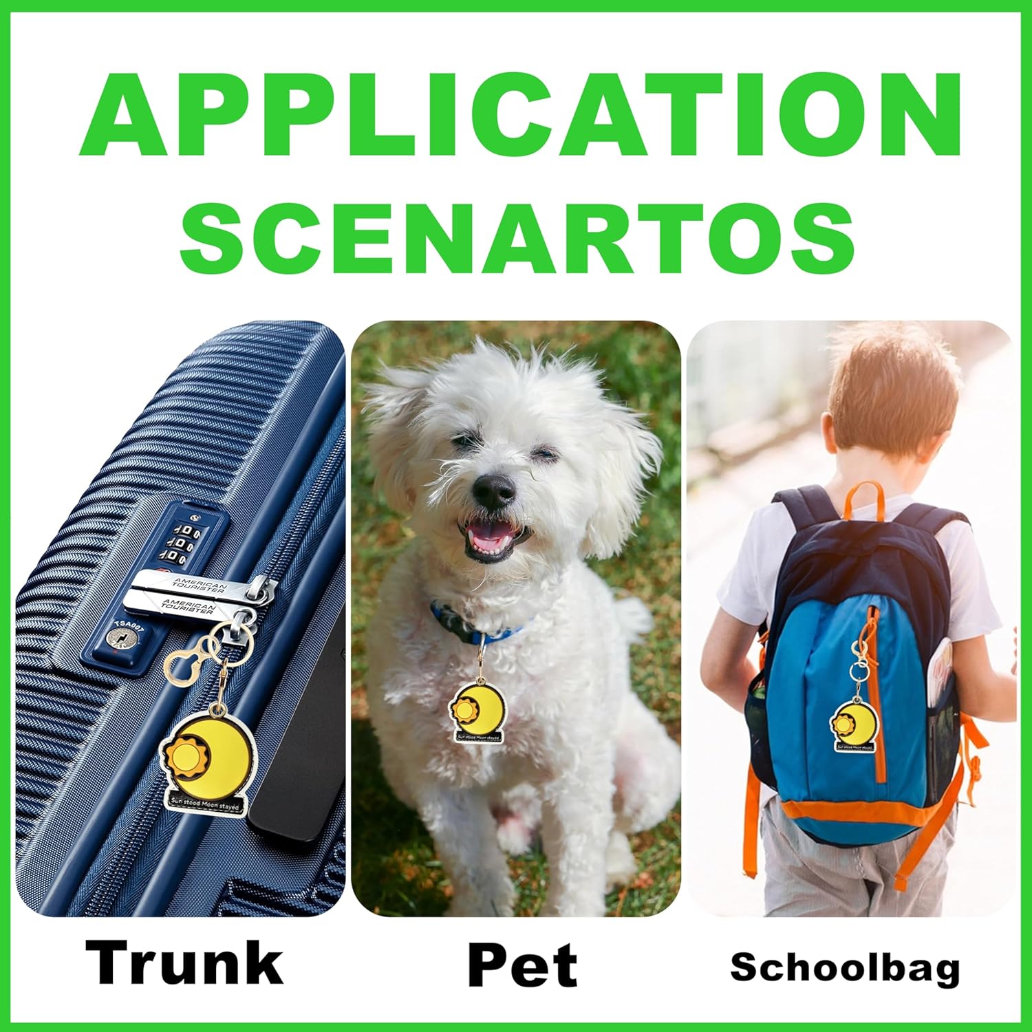 Leather Airtag Keychain Case Holder,Cute Protective Apple Air Tag Cover with Key Ring,Anti-Scratch Hidden Finder GPS Tracker Case for Wallet Keys,Bag,Pets,Backpack(Sun&Moon) - Image 6