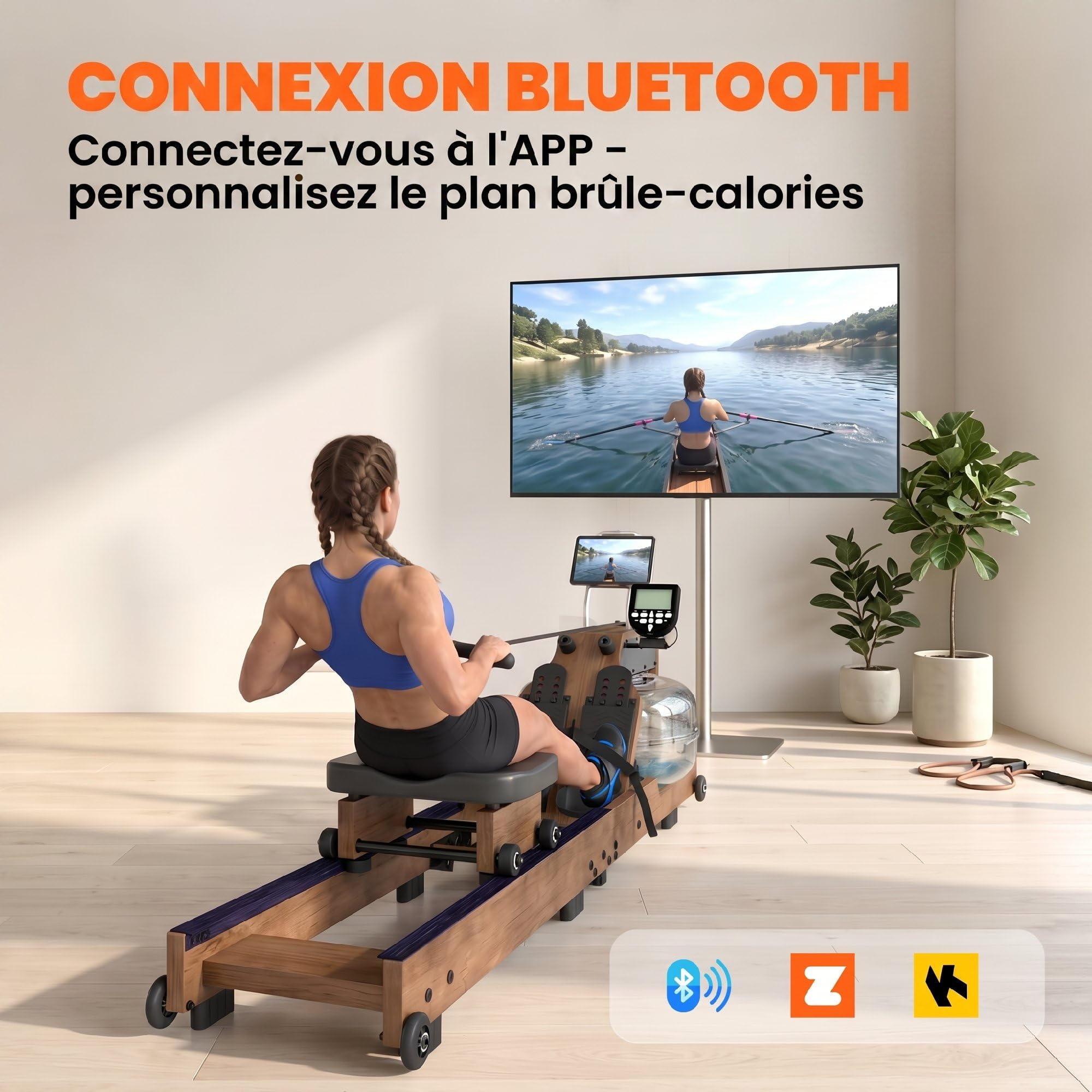 SPORTNOW Vogatore ad acqua pieghevole Bluetooth App 158kg