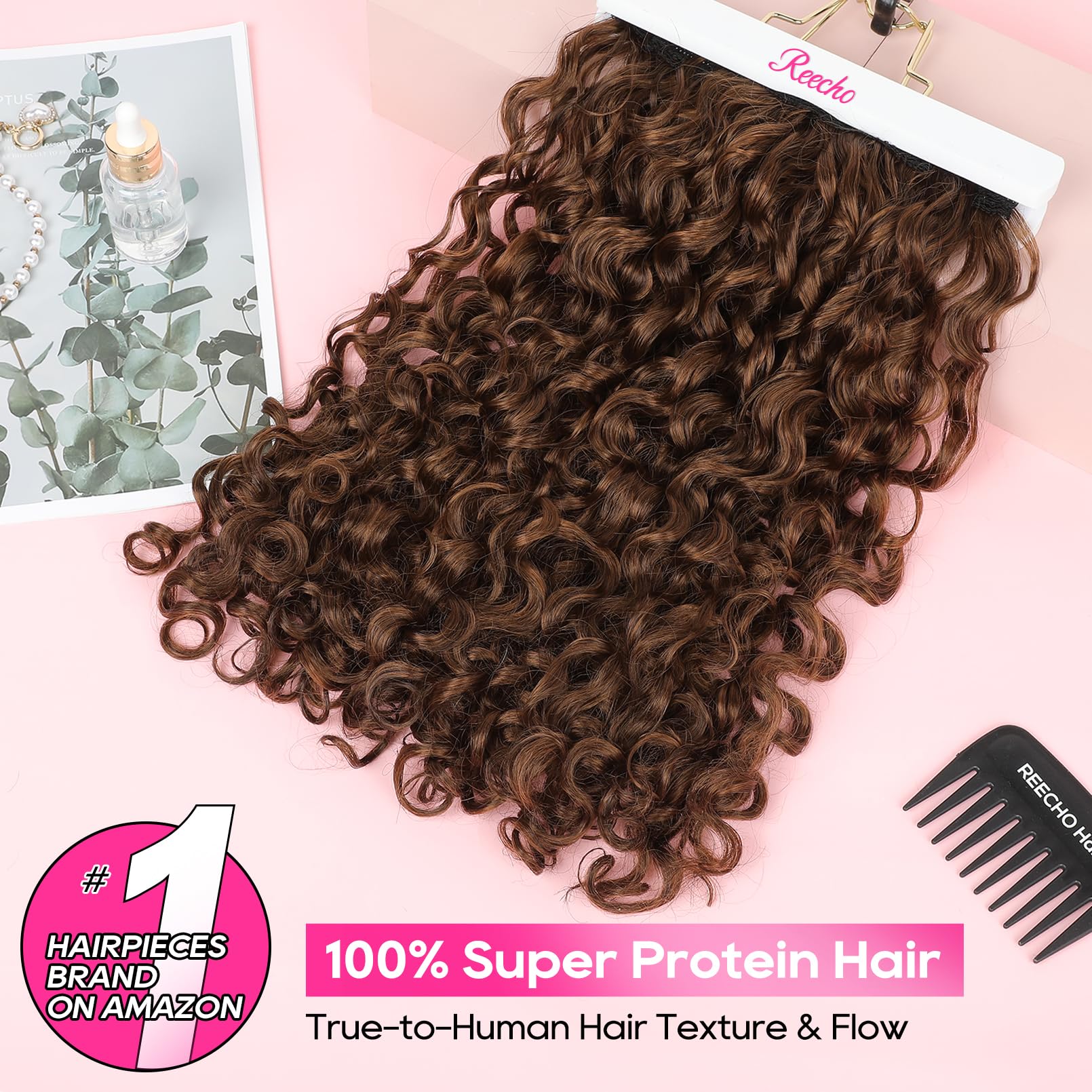 Amazon.com : REECHO Curly Hair Extensions - 4PCS 18 display picture 1