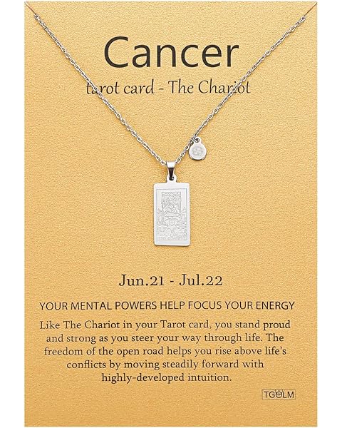 14k Gold Plated Zodiac Sign with Tarot Card Pendant Necklace Birthday Gift for Women